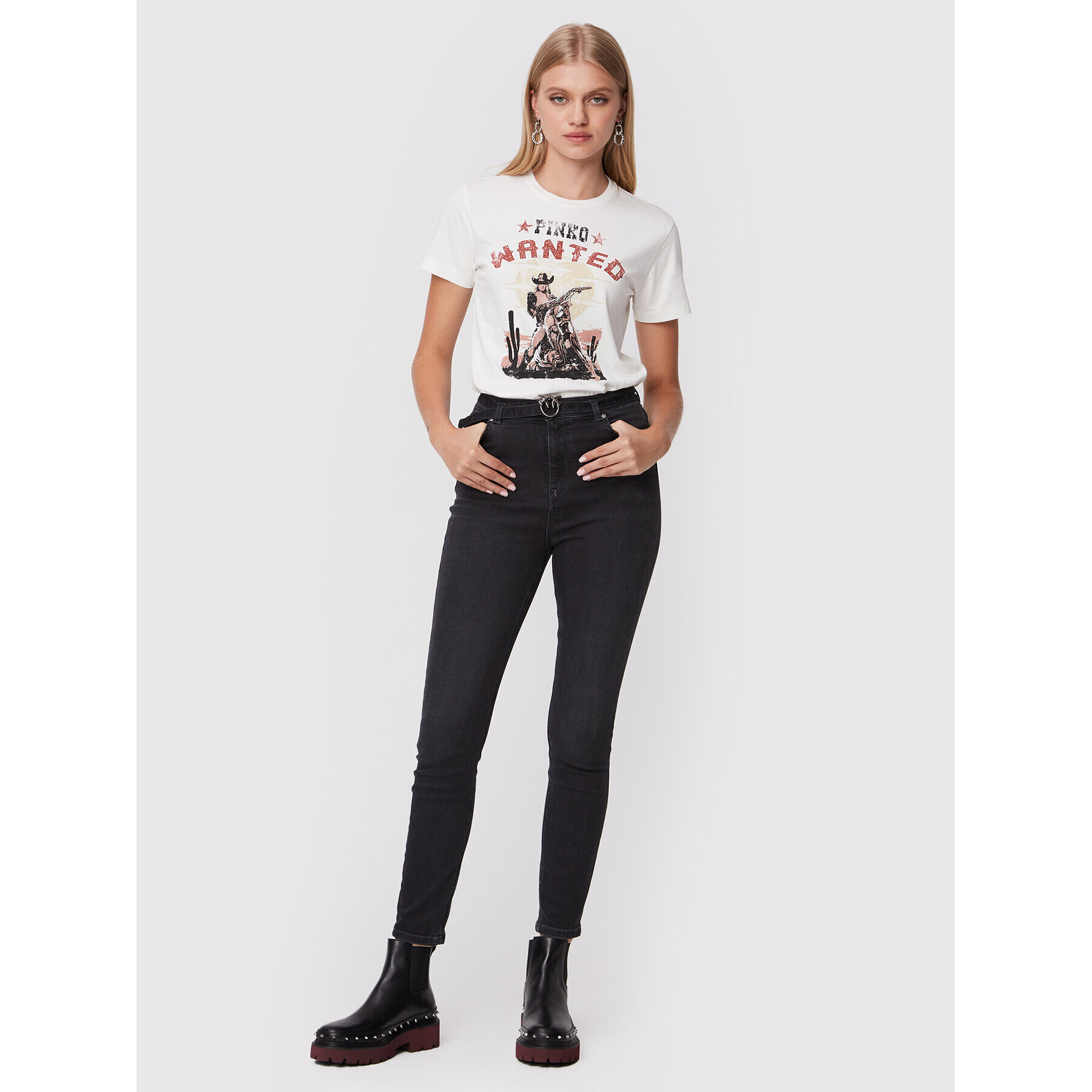 Pinko Jeans hlače Susan 1J10YU Y78P Črna Skinny Fit - Pepit.si