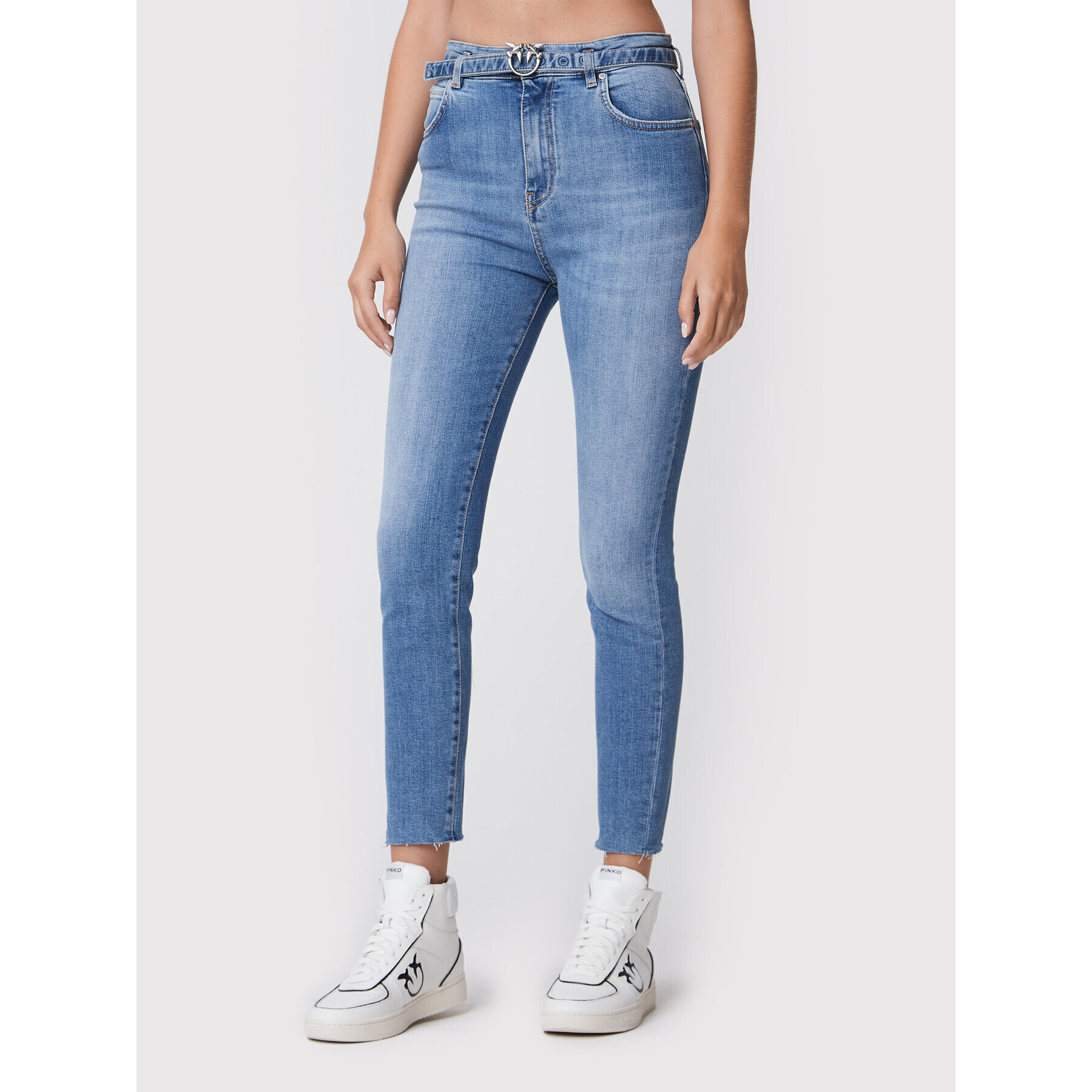 Pinko Jeans hlače Susan 1J10ZW Y78M Modra Skinny Fit - Pepit.si