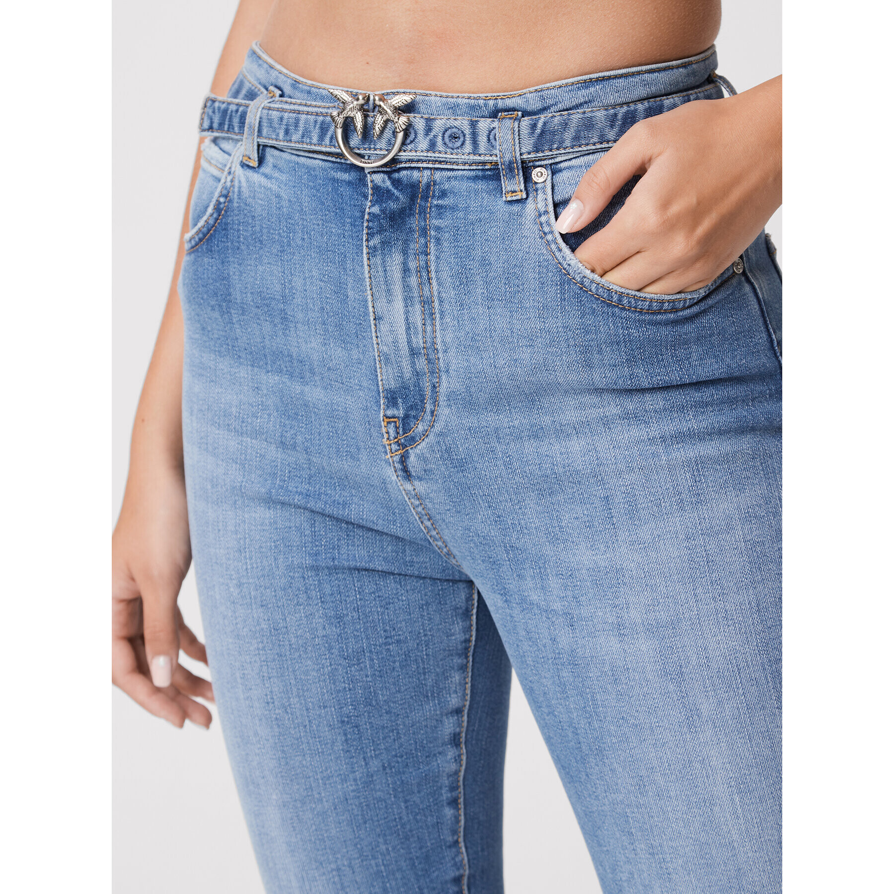 Pinko Jeans hlače Susan 1J10ZW Y78M Modra Skinny Fit - Pepit.si