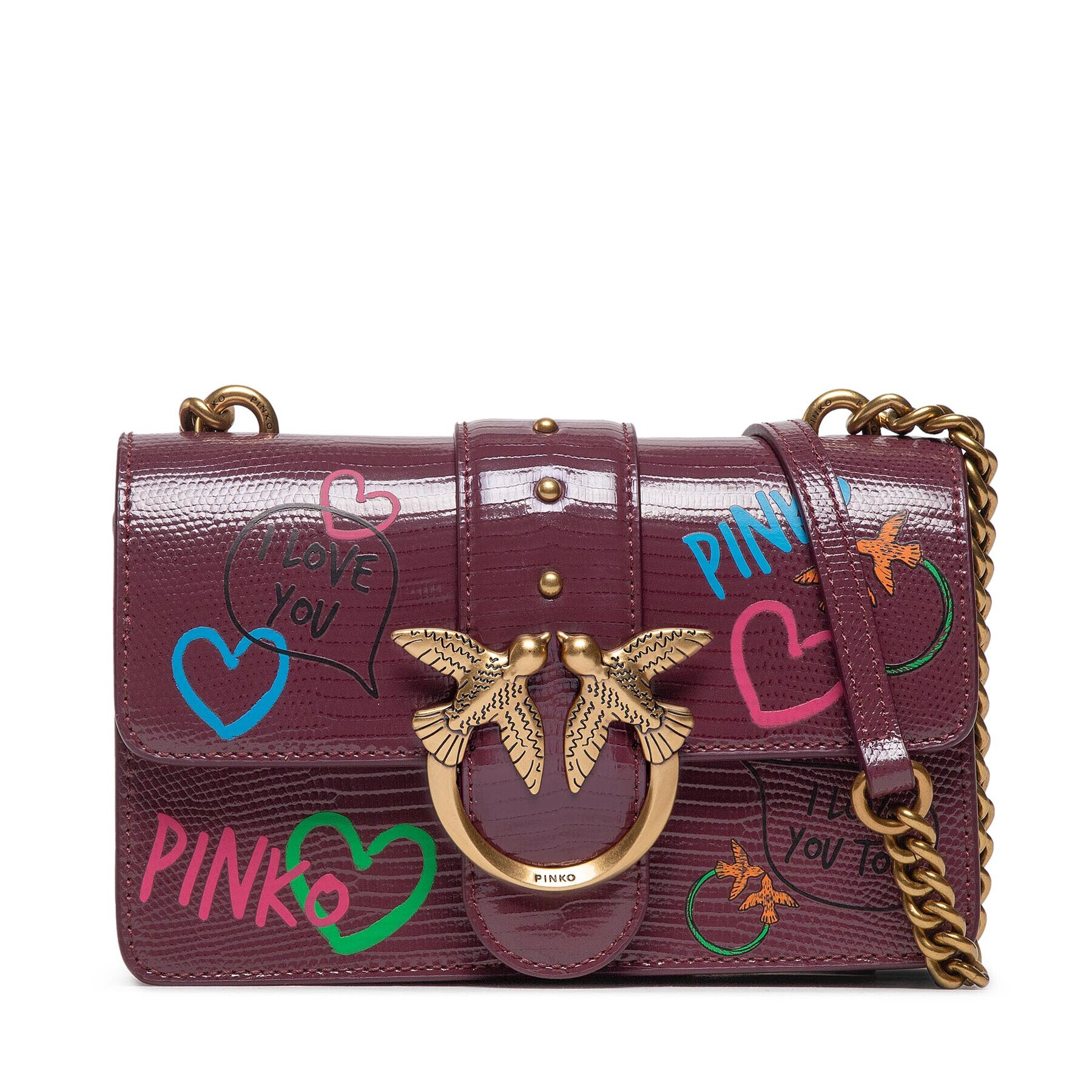 Pinko Ročna torba Love Mini Icon Street Art Love Cl AL 22-23 PLTT 1P22SF A043 Bordo rdeča - Pepit.si