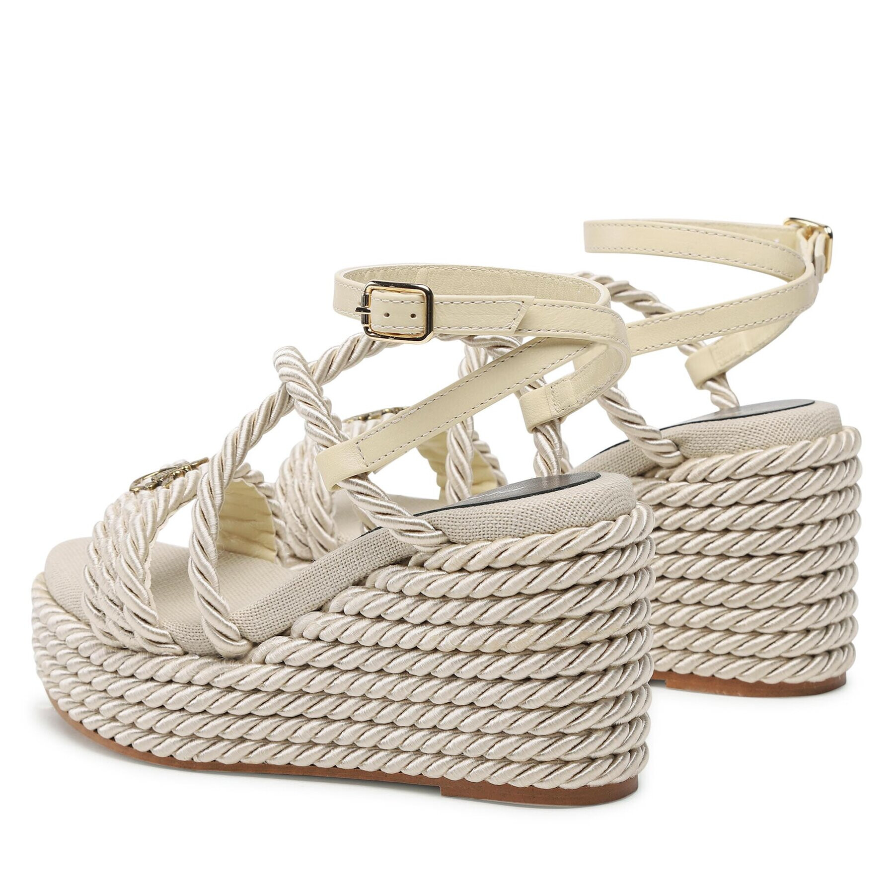 Pinko Sandali Brigitte Wedge Corda Intrecciata PE 23 BLKG1 100869 A0R3 Bež - Pepit.si