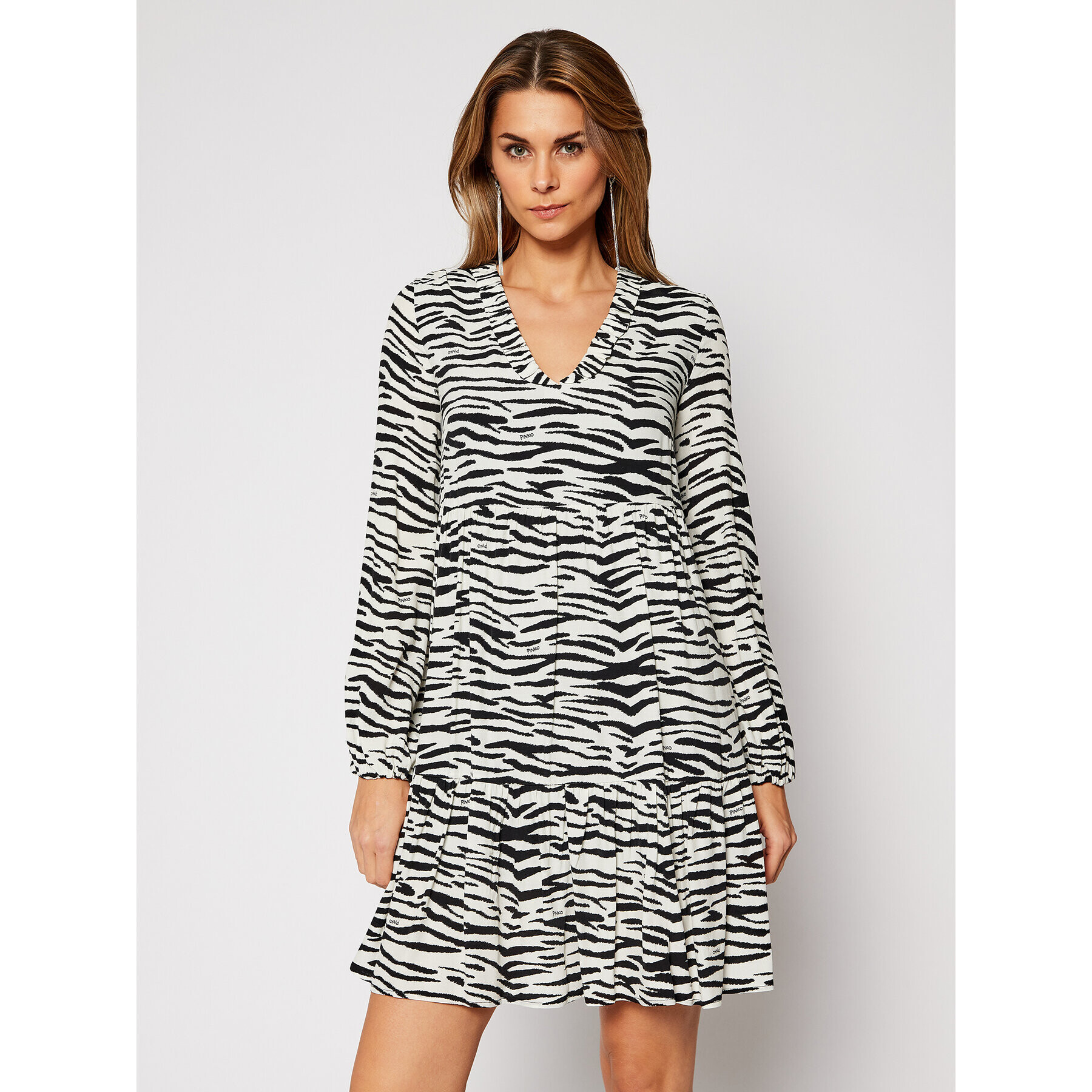 Pinko Vsakodnevna obleka Zebra 20202 PRR 1N133V 8495 Bela Regular Fit - Pepit.si