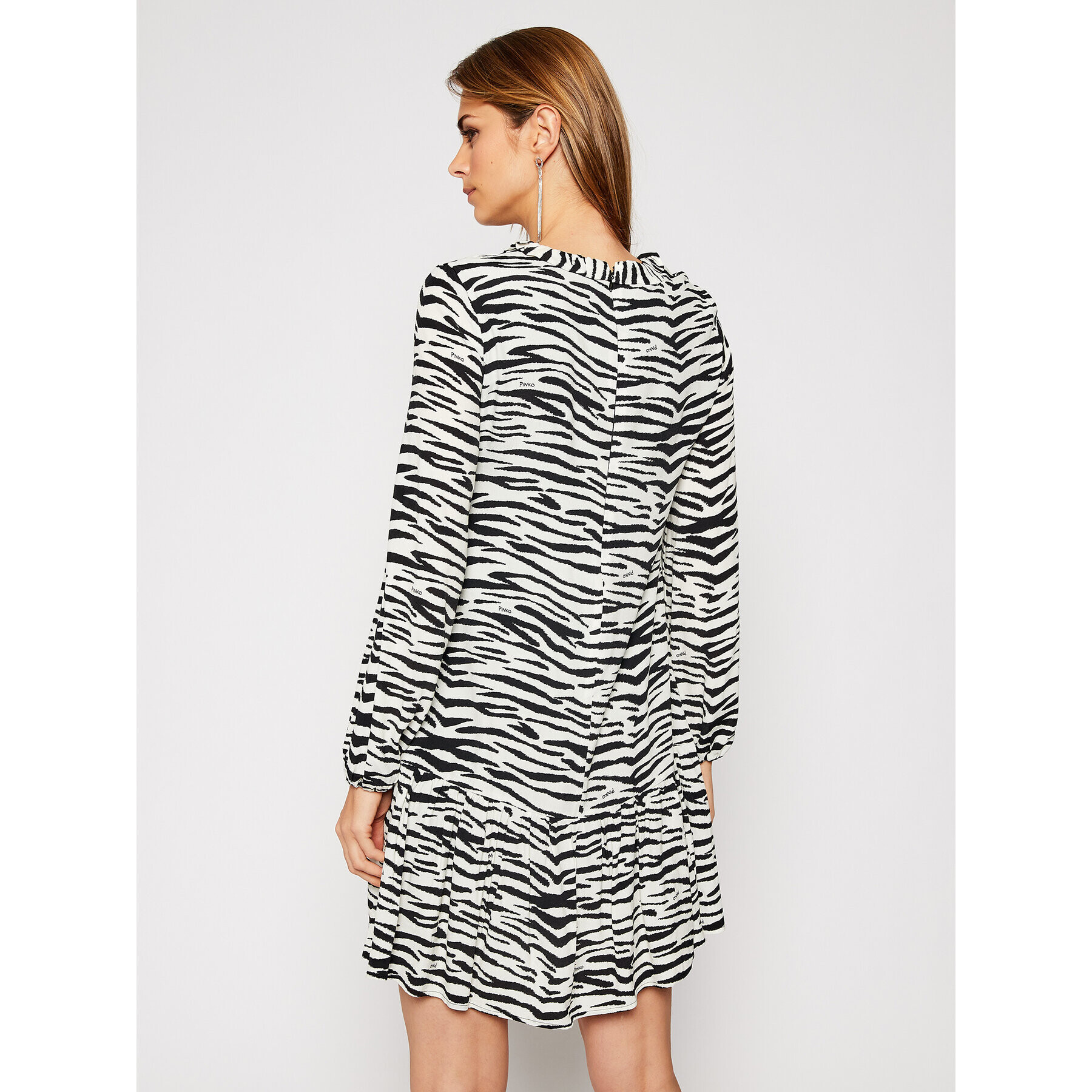 Pinko Vsakodnevna obleka Zebra 20202 PRR 1N133V 8495 Bela Regular Fit - Pepit.si