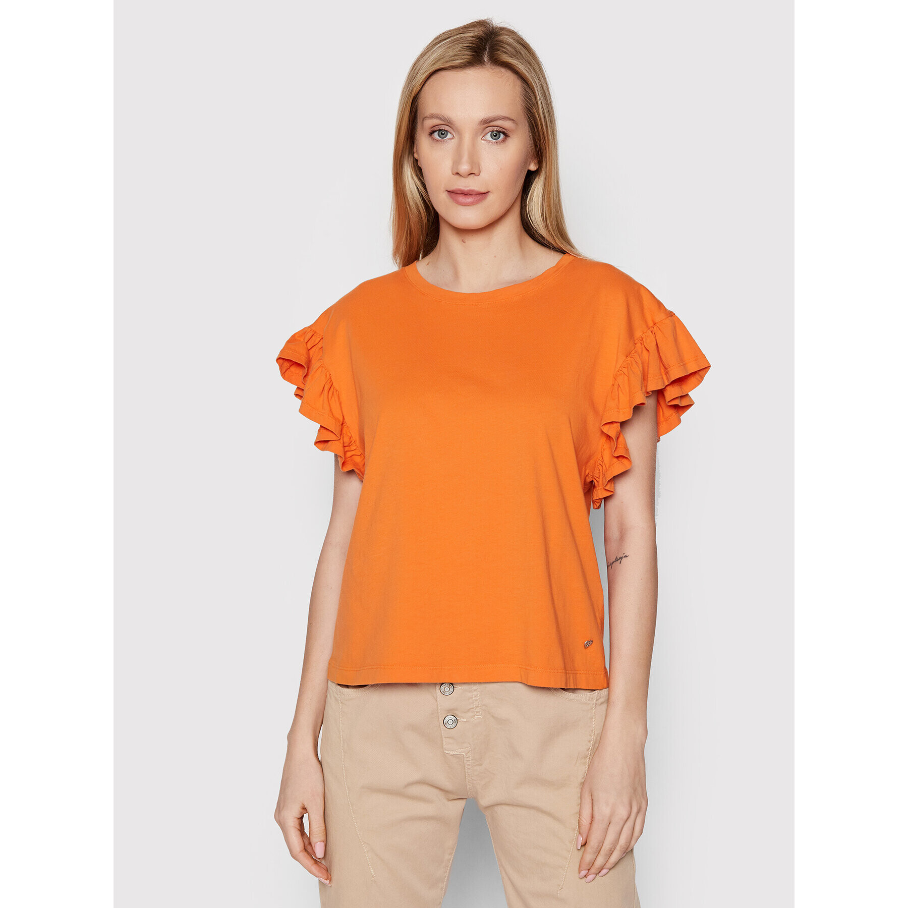 Please Bluza T0GJOP9C09 Oranžna Regular Fit - Pepit.si