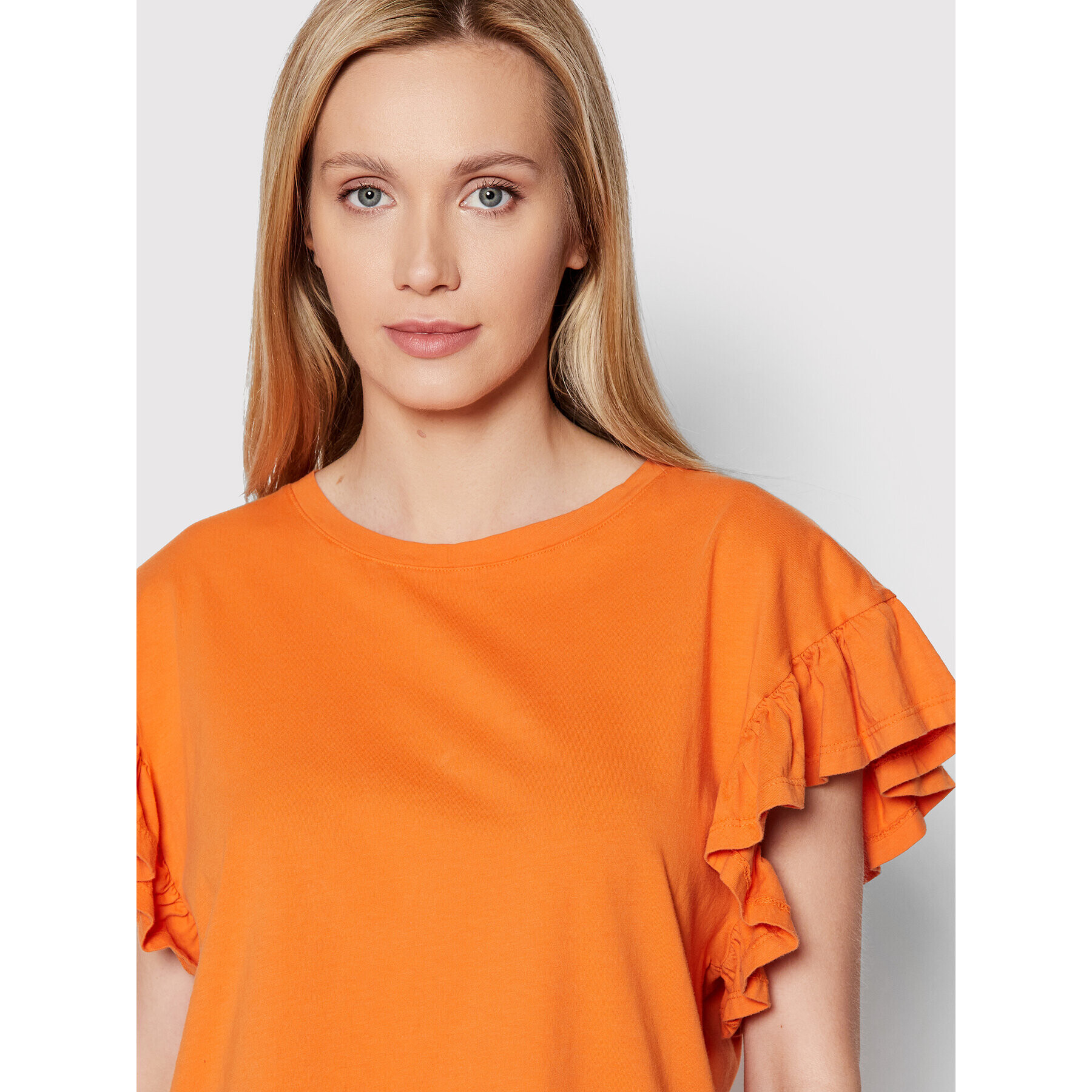 Please Bluza T0GJOP9C09 Oranžna Regular Fit - Pepit.si