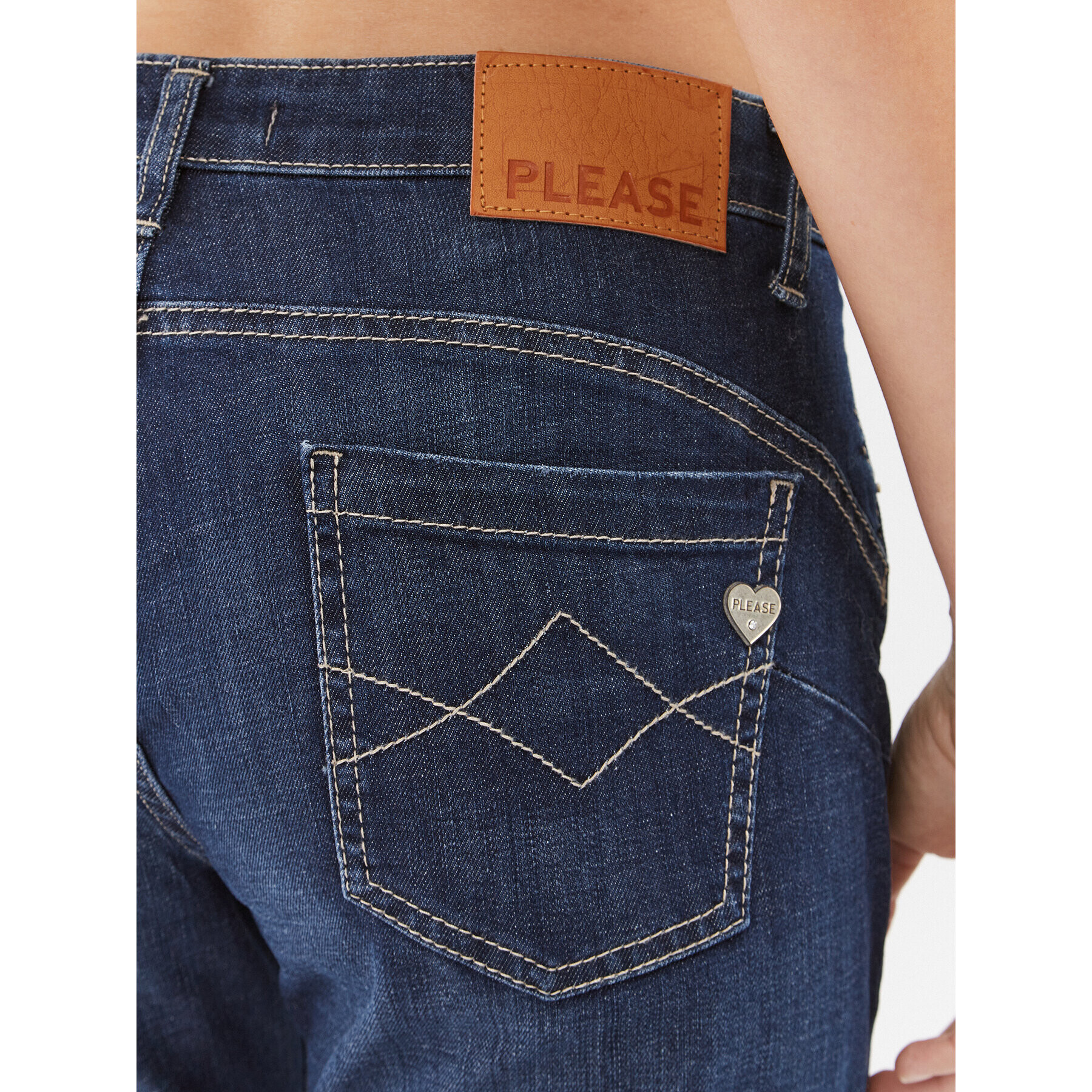 Please Jeans hlače P1G4BQ2DOP Mornarsko modra Wide Leg - Pepit.si