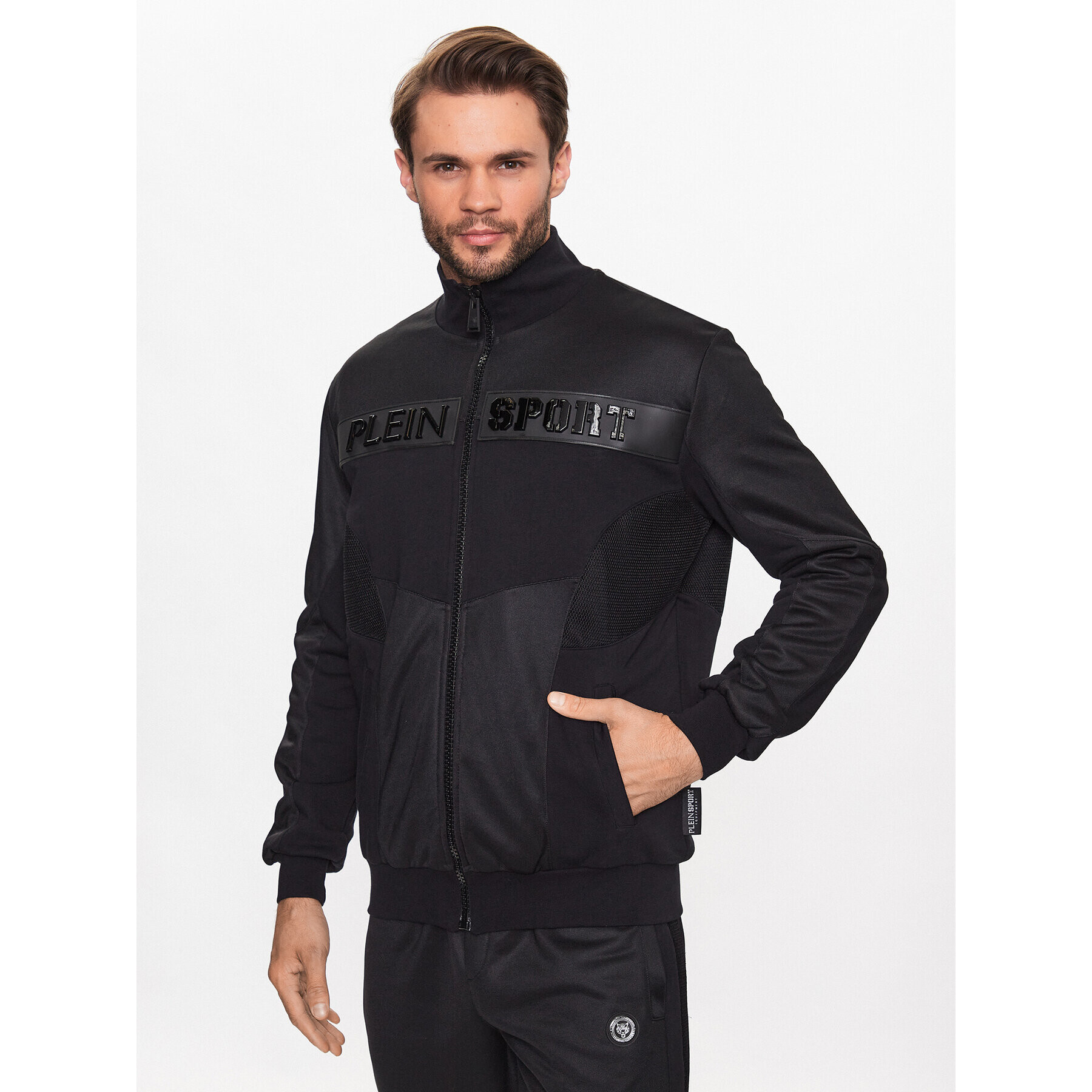 Plein Sport Trenirka SACC MJJ0496 STE003N Črna Regular Fit - Pepit.si