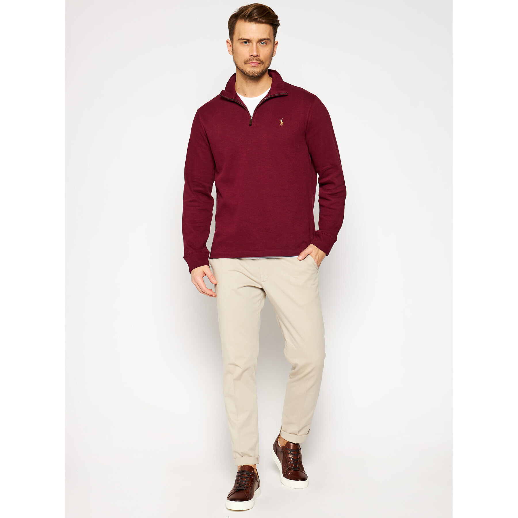 Polo Ralph Lauren Jopa Lsl 710671929020 Bordo rdeča Regular Fit - Pepit.si