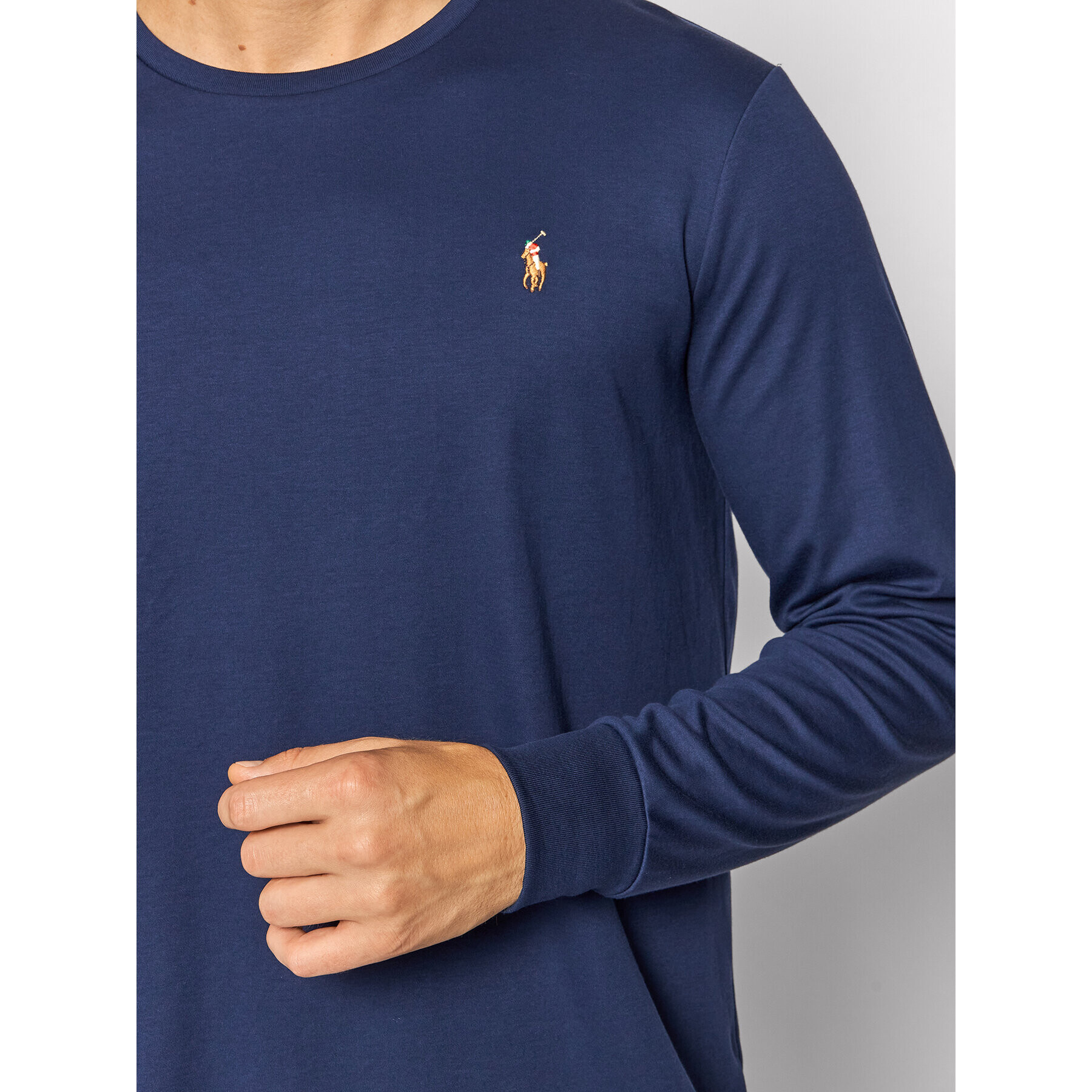 Polo Ralph Lauren Majica z dolgimi rokavi 710760121 Mornarsko modra Slim Fit - Pepit.si