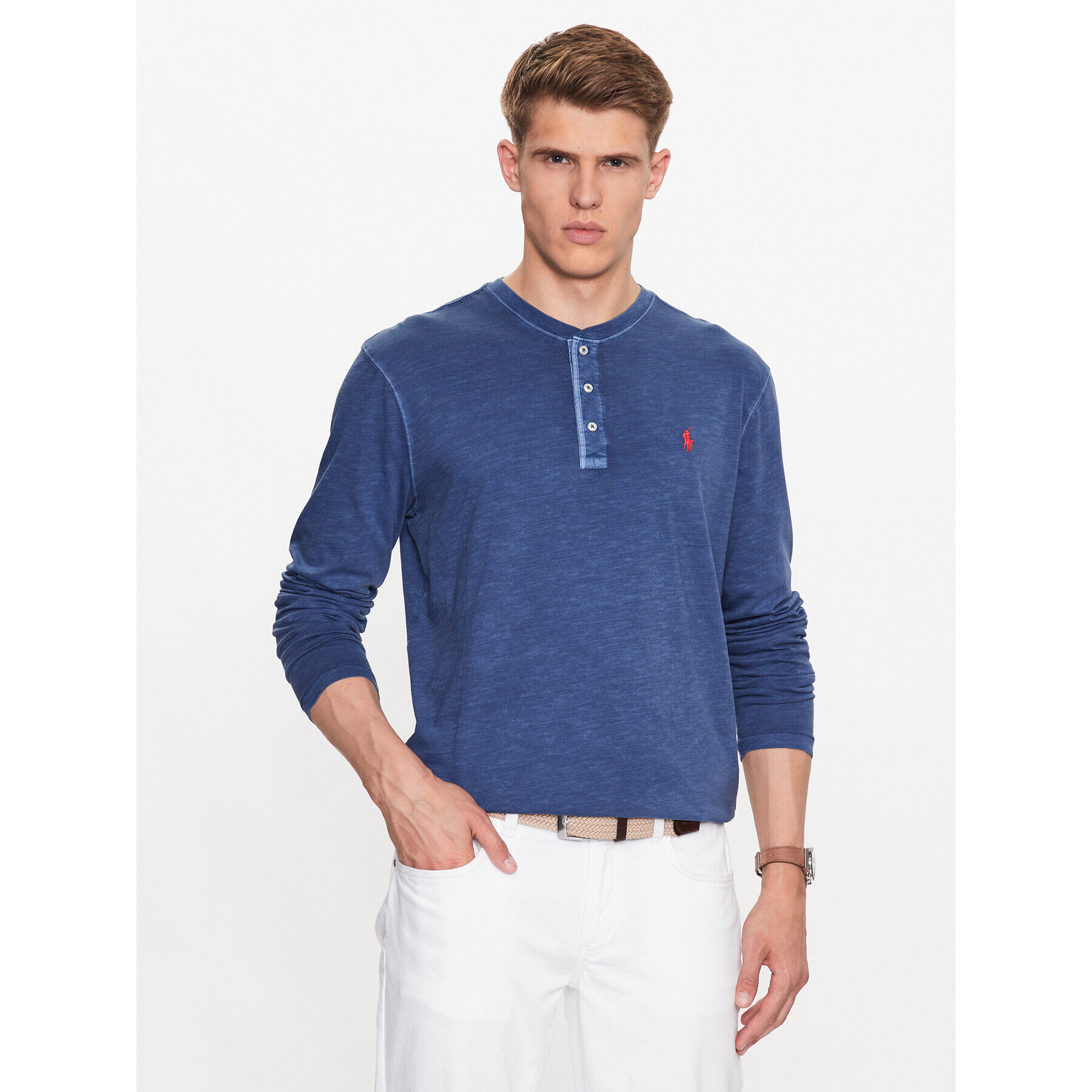 Polo Ralph Lauren Majica z dolgimi rokavi 710790058014 Mornarsko modra Regular Fit - Pepit.si