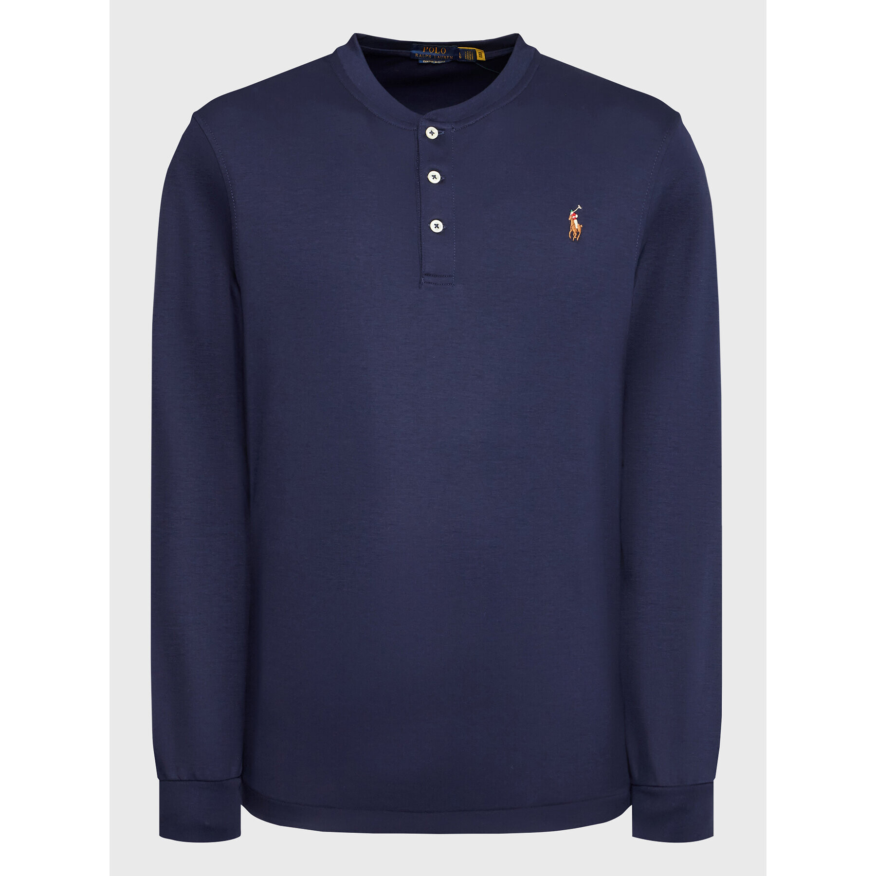 Polo Ralph Lauren Majica z dolgimi rokavi 710876614003 Mornarsko modra Slim Fit - Pepit.si