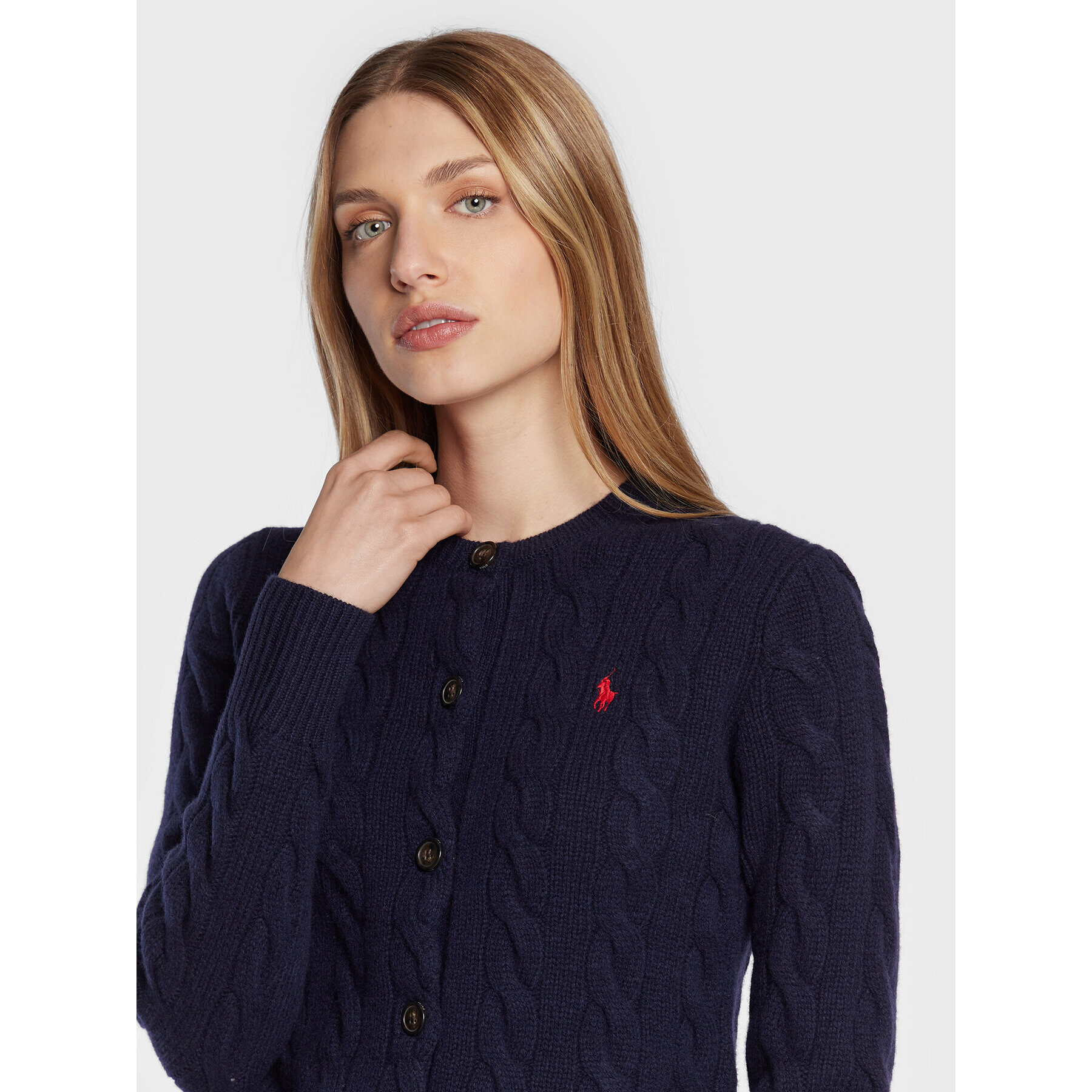 Polo Ralph Lauren Pletena jopica 211873373003 Mornarsko modra Regular Fit - Pepit.si