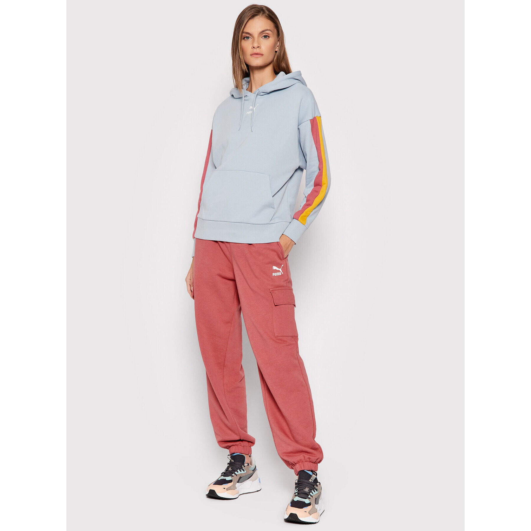 Puma Spodnji del trenirke Clsx 531698 Roza Relaxed Fit - Pepit.si