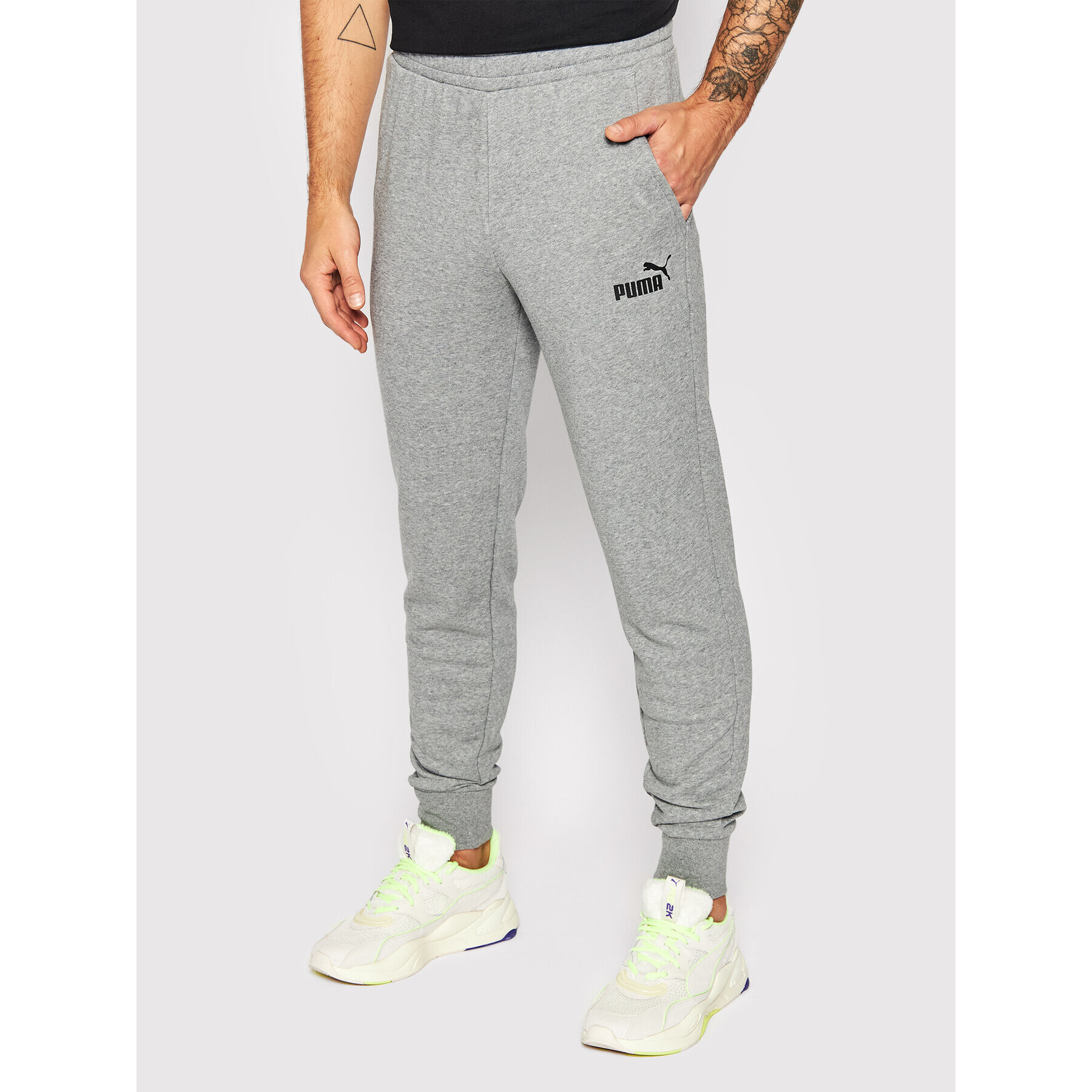 Puma Spodnji del trenirke Essential 586749 Siva Slim Fit - Pepit.si