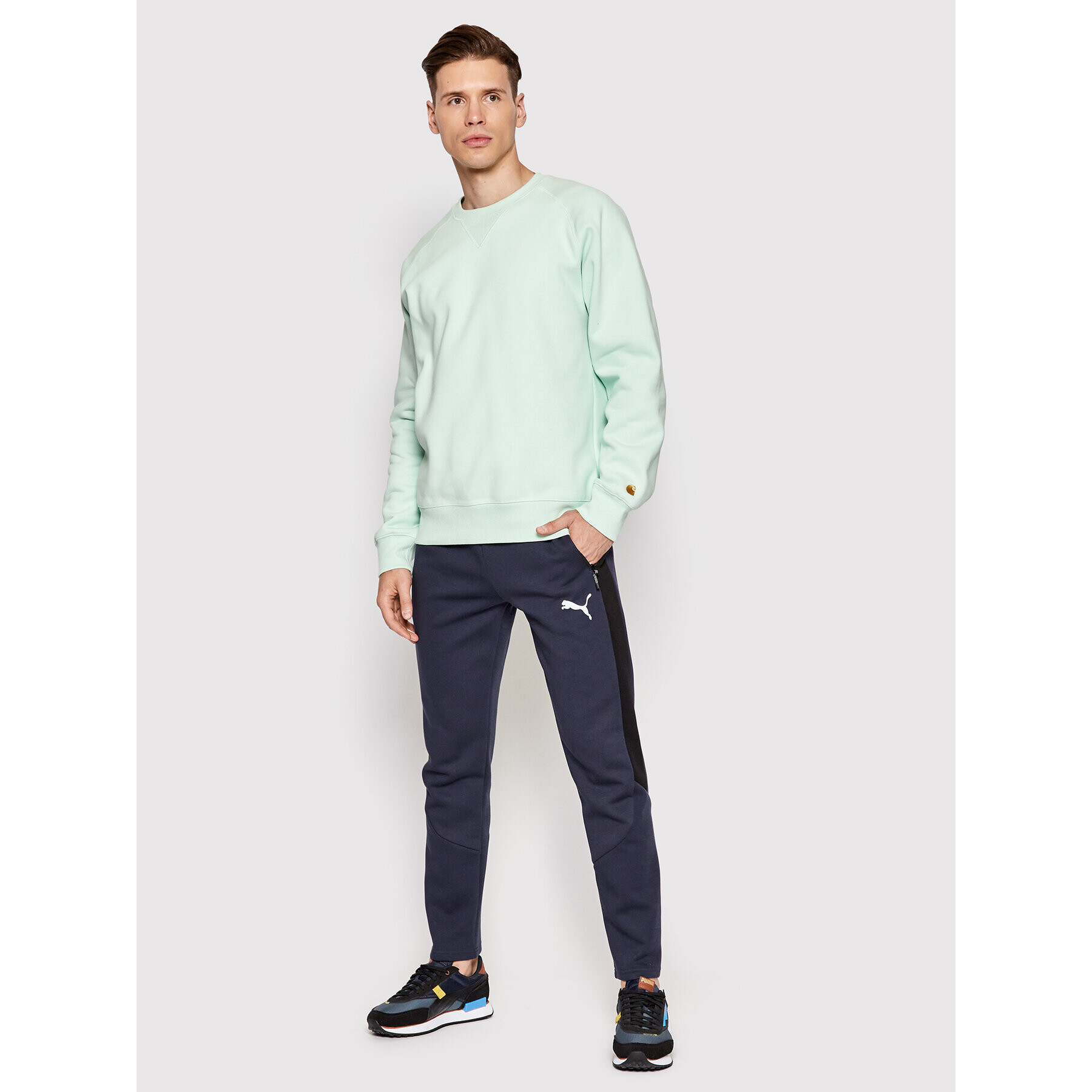 Puma Spodnji del trenirke Evostripe 847404 Mornarsko modra Slim Fit - Pepit.si