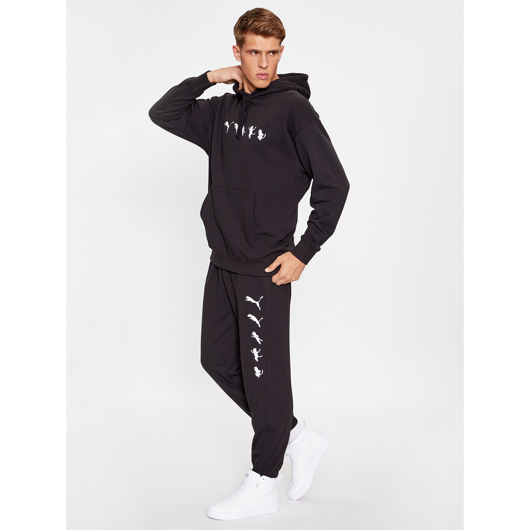 Puma Spodnji del trenirke X Ripndip 622199 Črna Relaxed Fit - Pepit.si