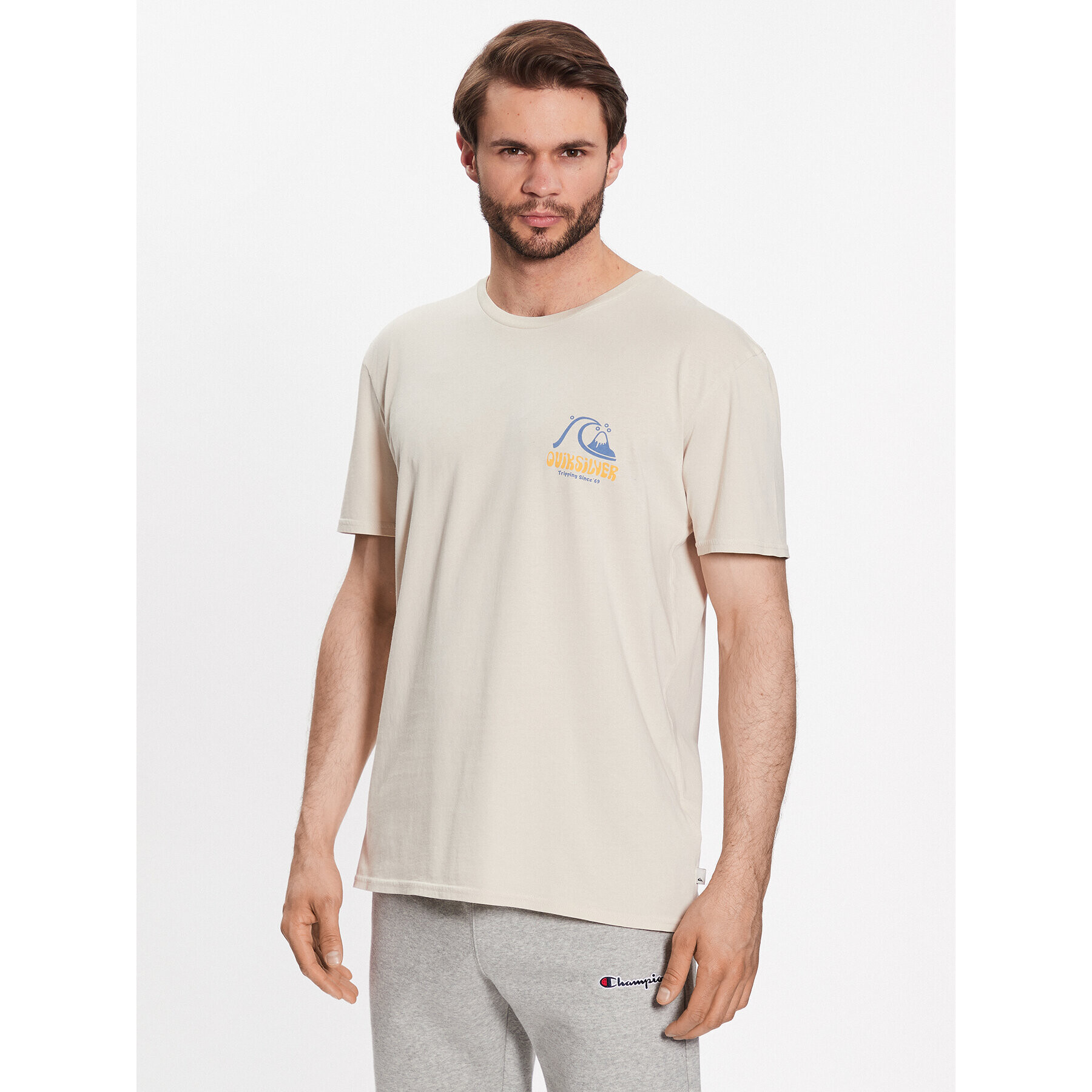 Quiksilver Majica Arts In Palm EQYZT07249 Bež Regular Fit - Pepit.si