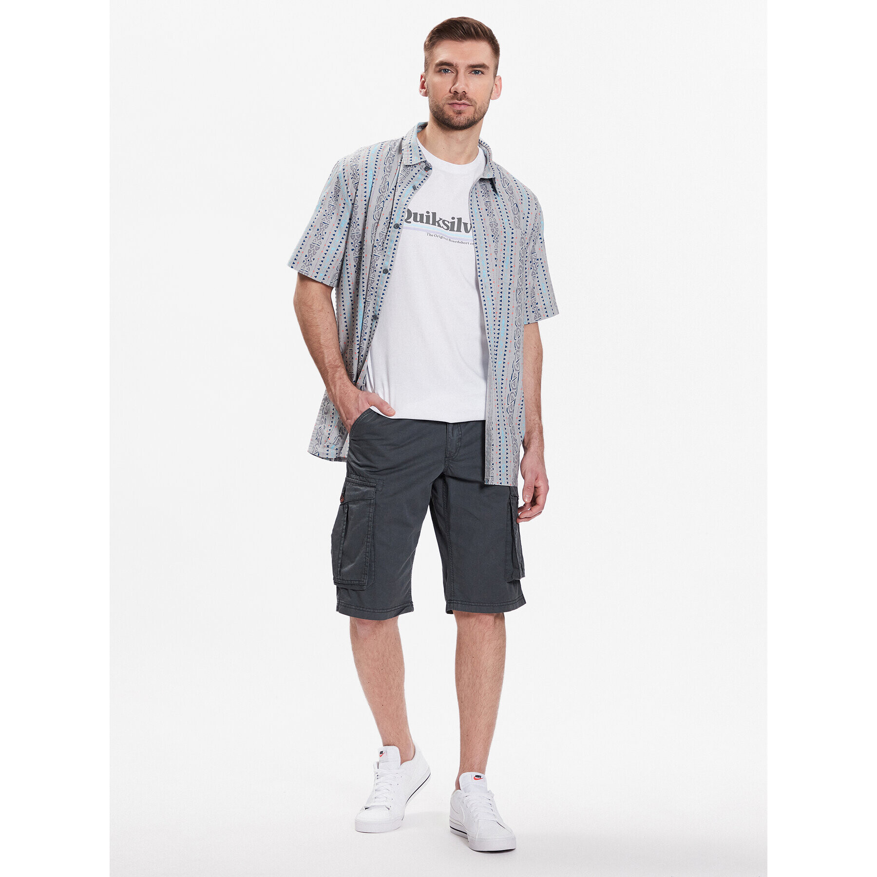 Quiksilver Majica Between The Lines EQYZT07216 Bela Regular Fit - Pepit.si