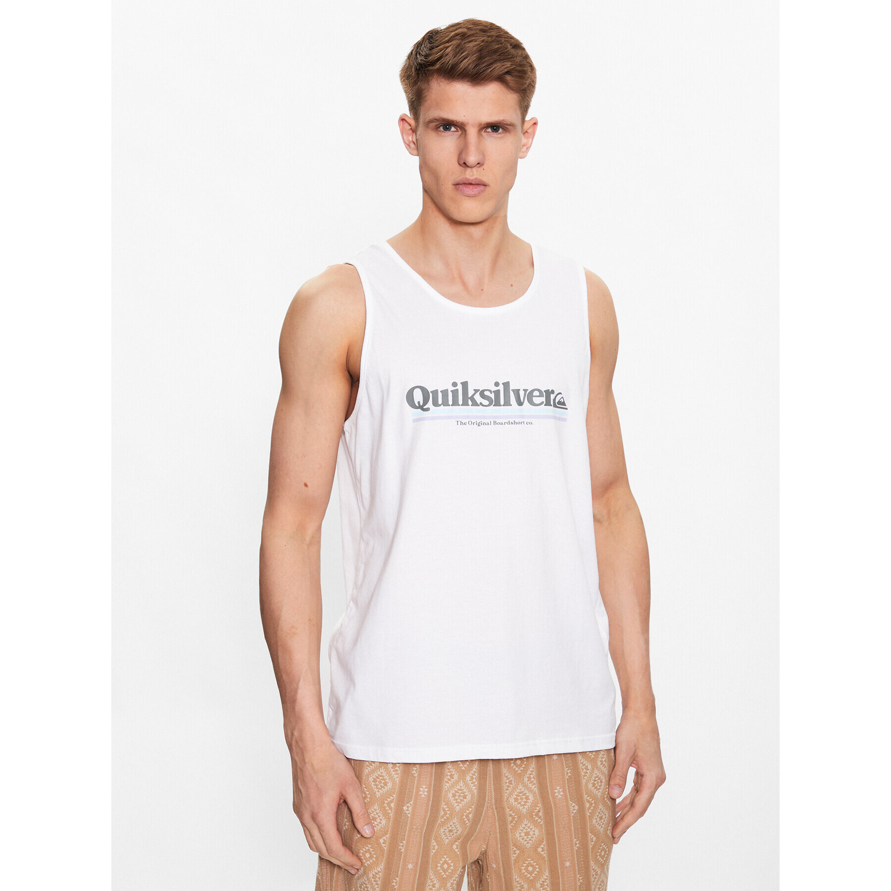 Quiksilver Majica brez rokavov Between The Lines EQYZT07237 Bela Regular Fit - Pepit.si