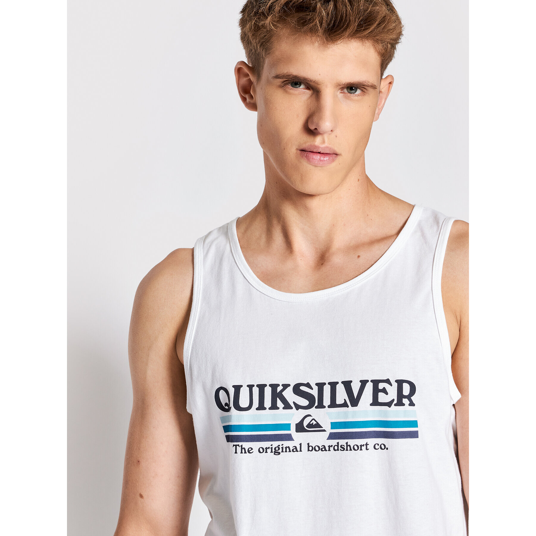 Quiksilver Majica brez rokavov Lined Up EQYZT06674 Bela Regular Fit - Pepit.si