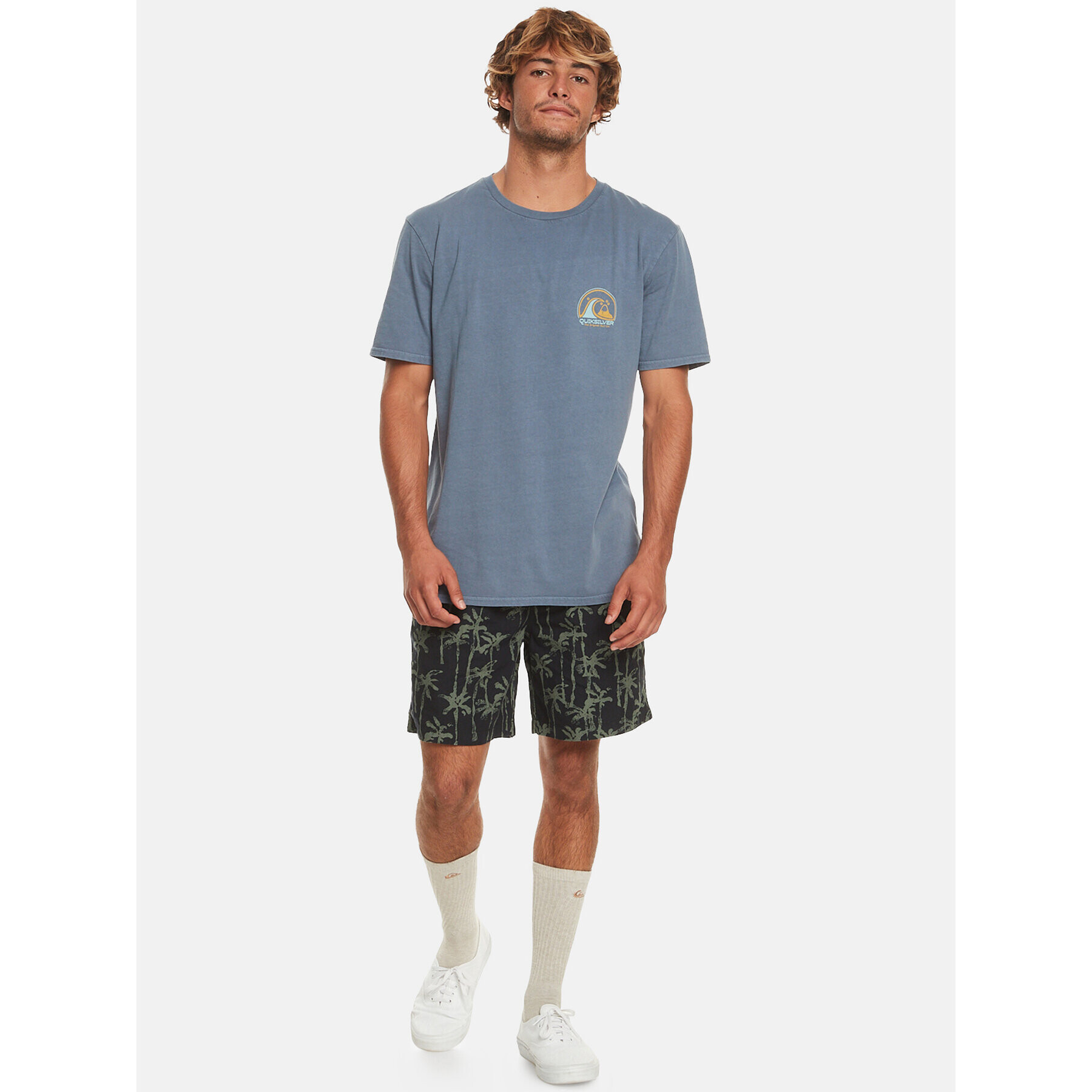 Quiksilver Majica Cleancircle Tees EQYZT07491 Modra Regular Fit - Pepit.si