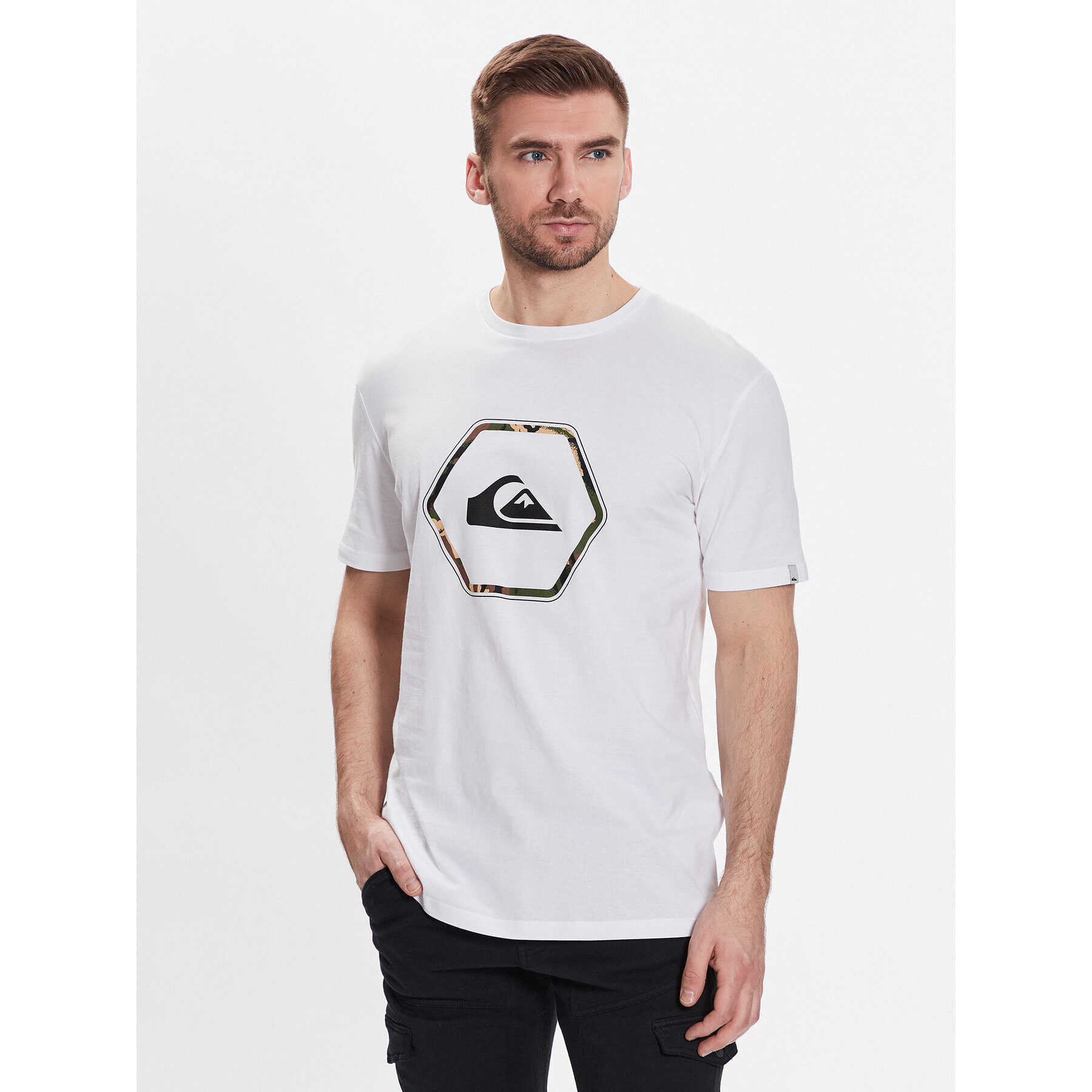 Quiksilver Majica In Shapes EQYZT07227 Bela Regular Fit - Pepit.si