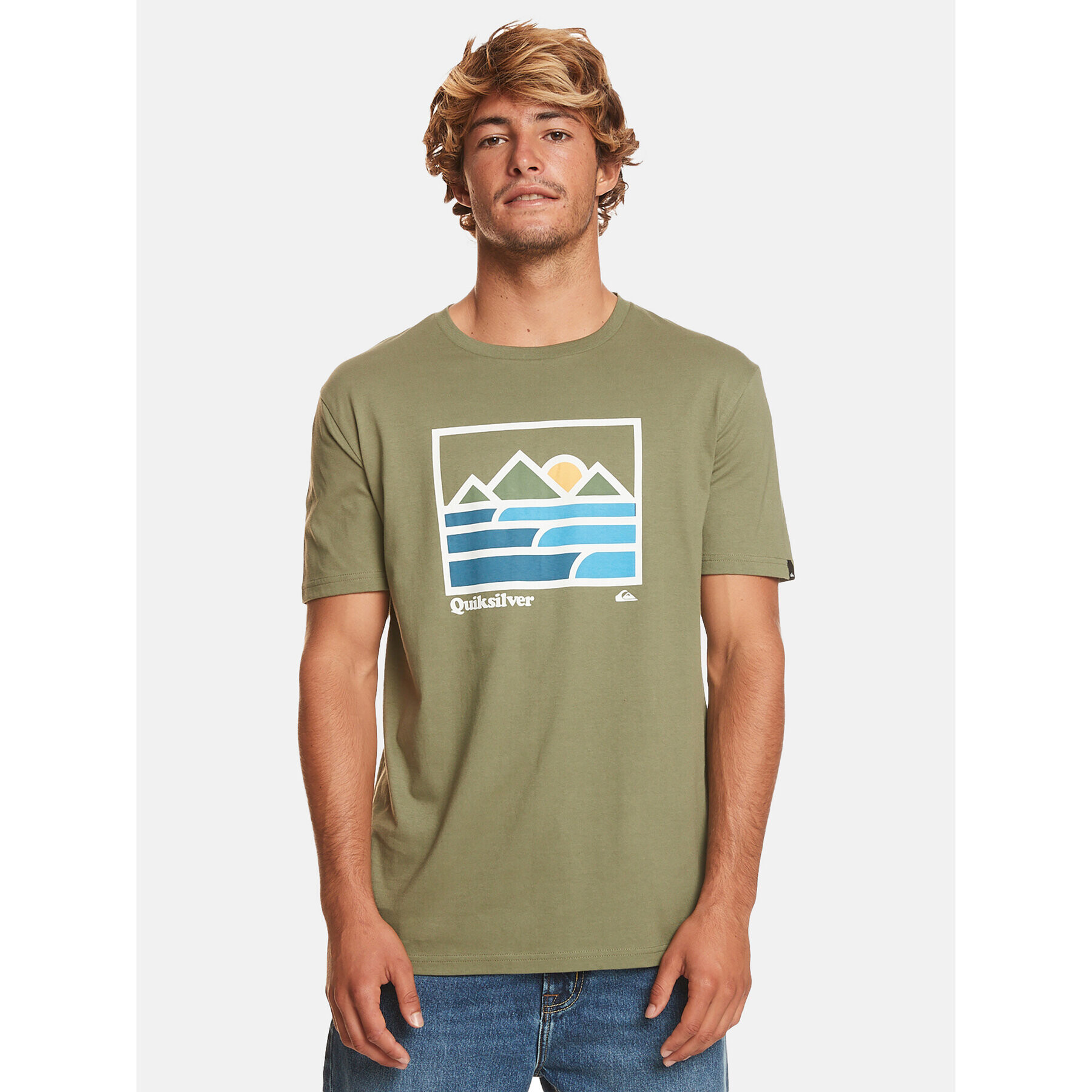 Quiksilver Majica Landscapelines Tees EQYZT07450 Khaki Regular Fit - Pepit.si