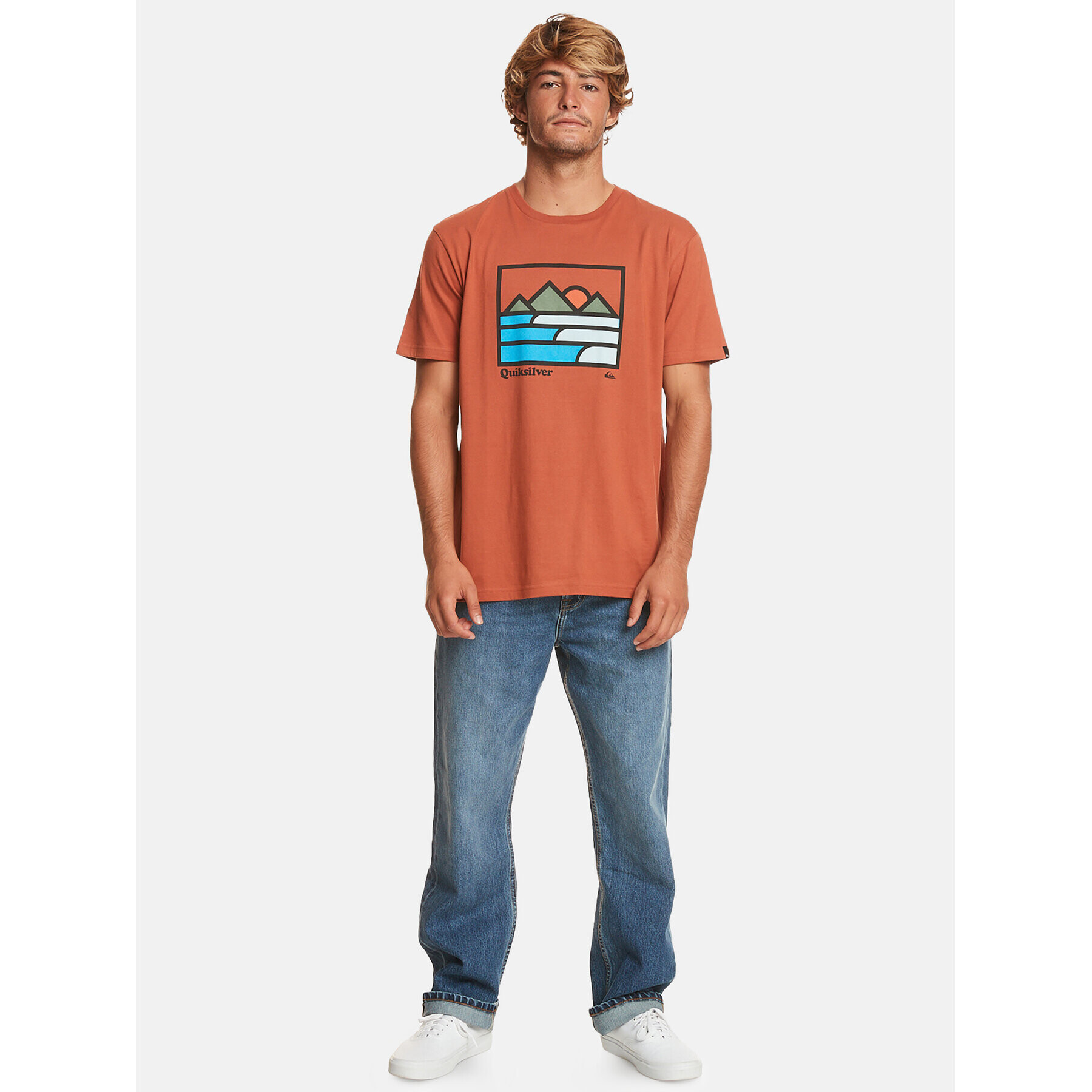 Quiksilver Majica Landscapelines Tees EQYZT07450 Oranžna Regular Fit - Pepit.si