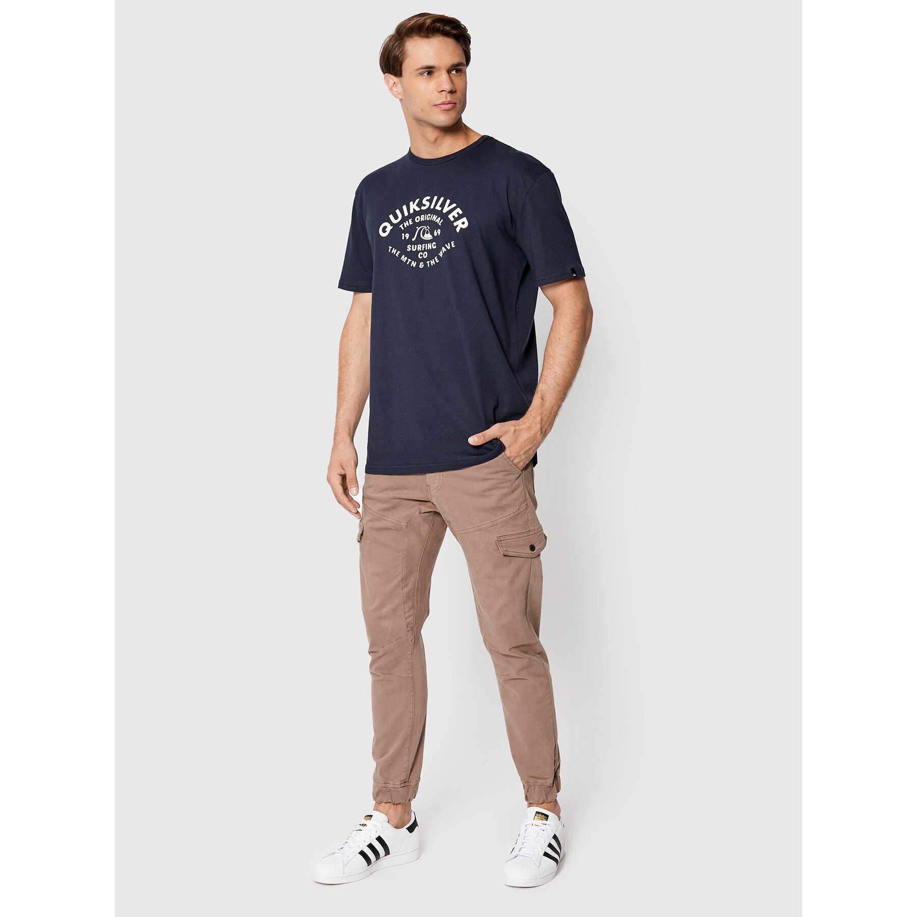 Quiksilver Majica Script Talk Front EQYZT07042 Mornarsko modra Regular Fit - Pepit.si