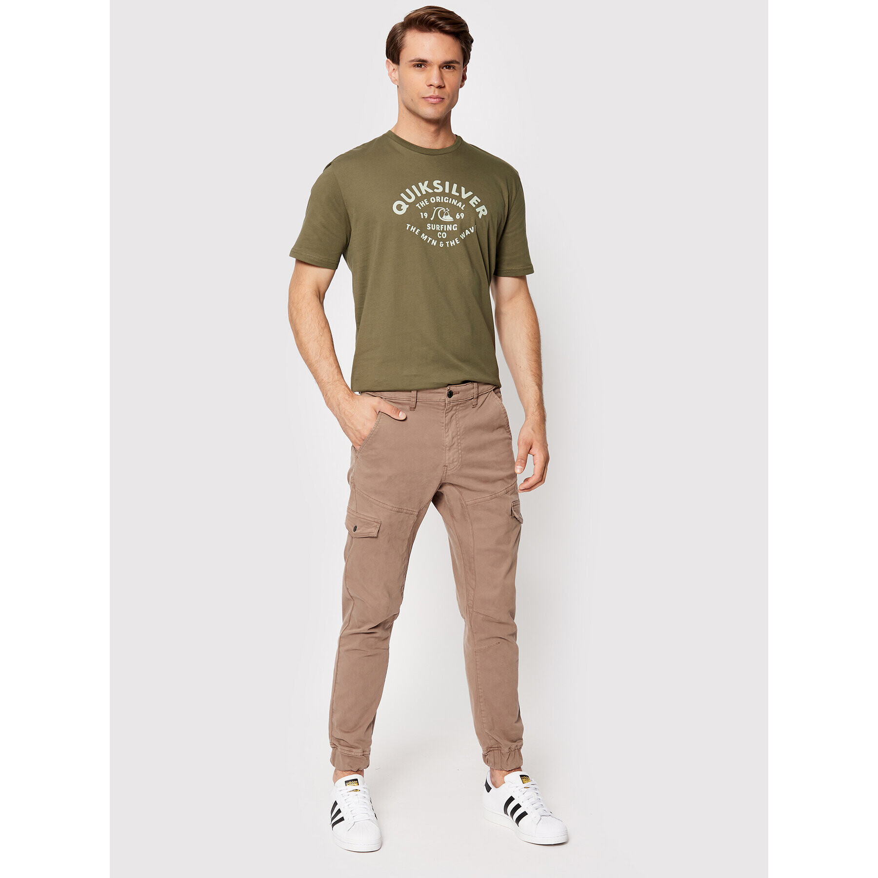 Quiksilver Majica Script Talk Front EQYZT07042 Zelena Regular Fit - Pepit.si