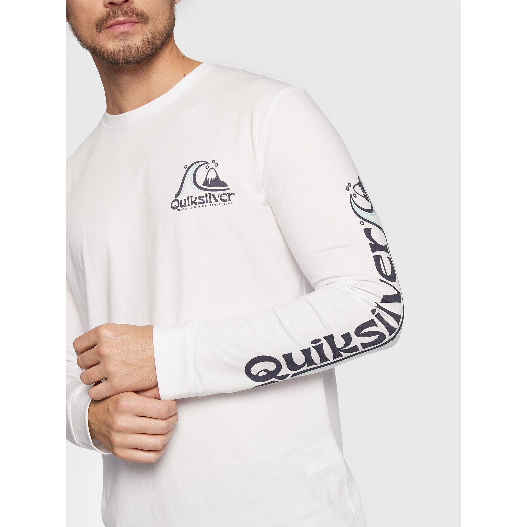 Quiksilver Majica z dolgimi rokavi Rolling Circle EQYZT07052 Bela Classic Fit - Pepit.si