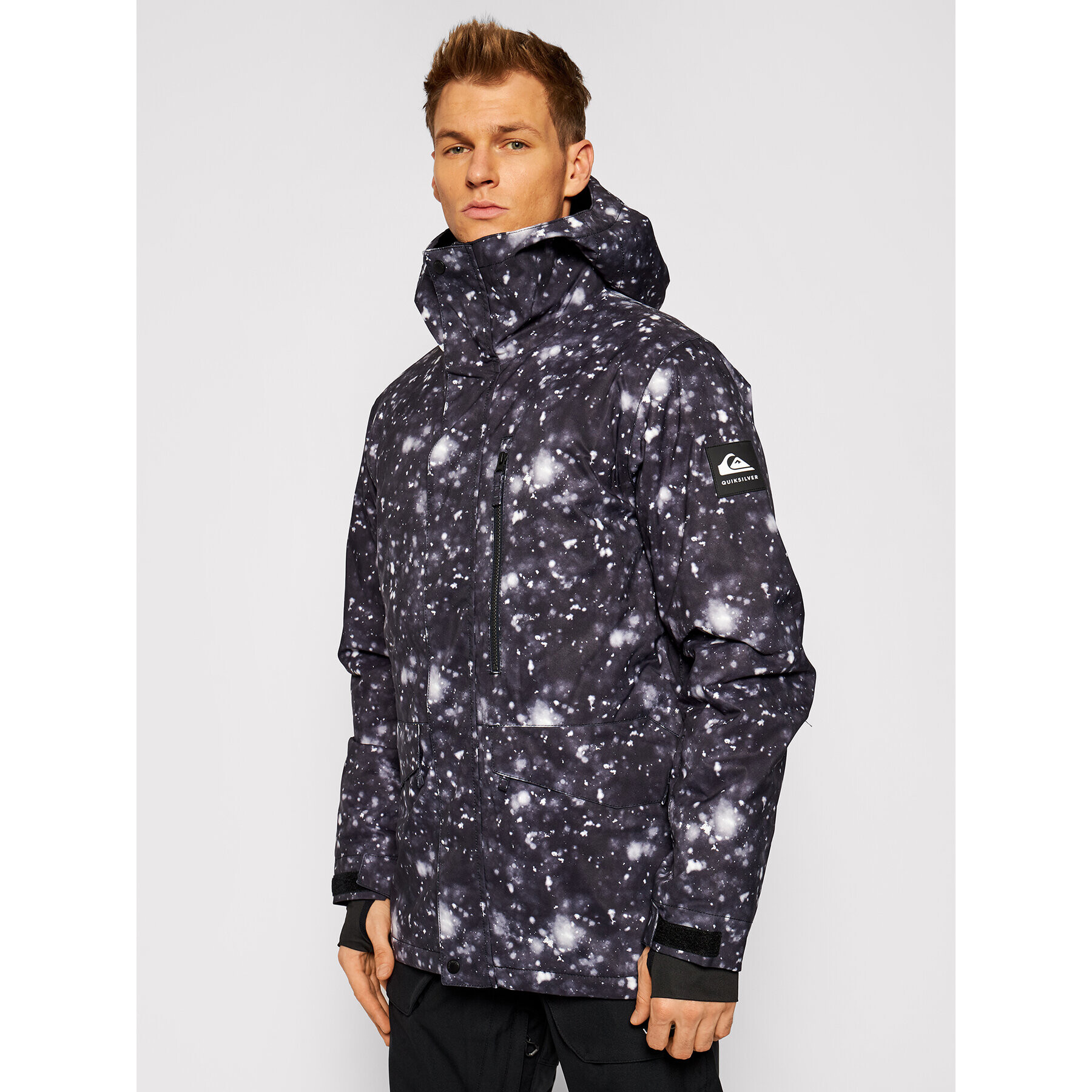 Quiksilver Smučarska jakna Mission Printed EQYTJ03267 Črna Modern Fit - Pepit.si