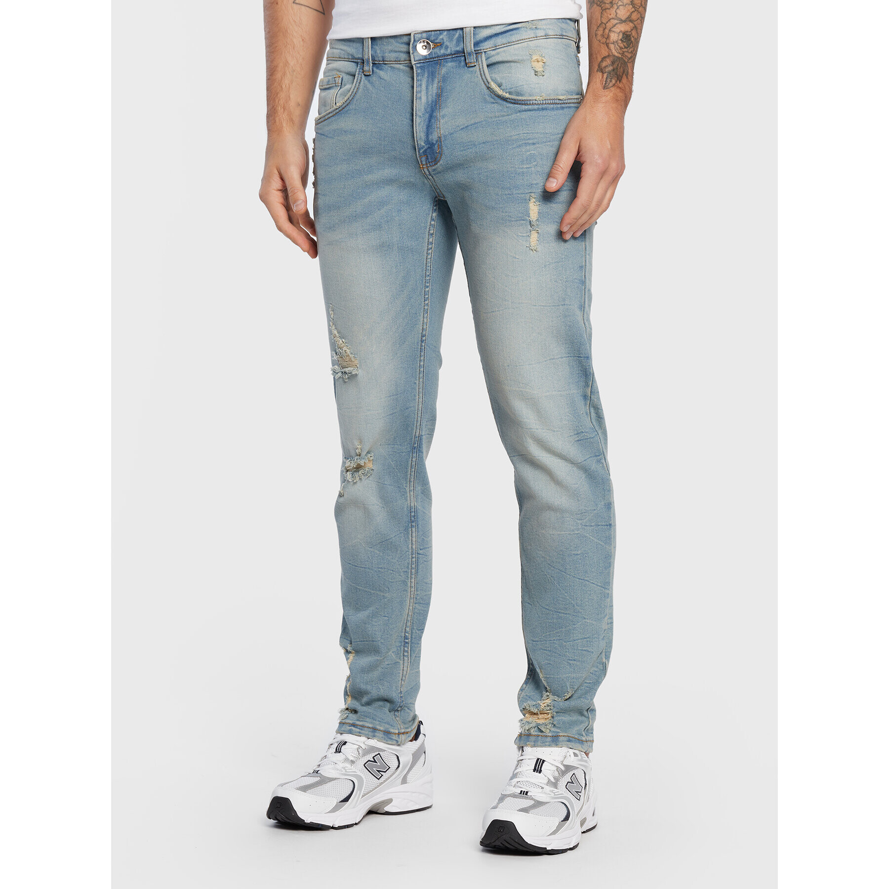 Redefined Rebel Jeans hlače Stockholm Destroy 187074 Modra Slim Fit - Pepit.si