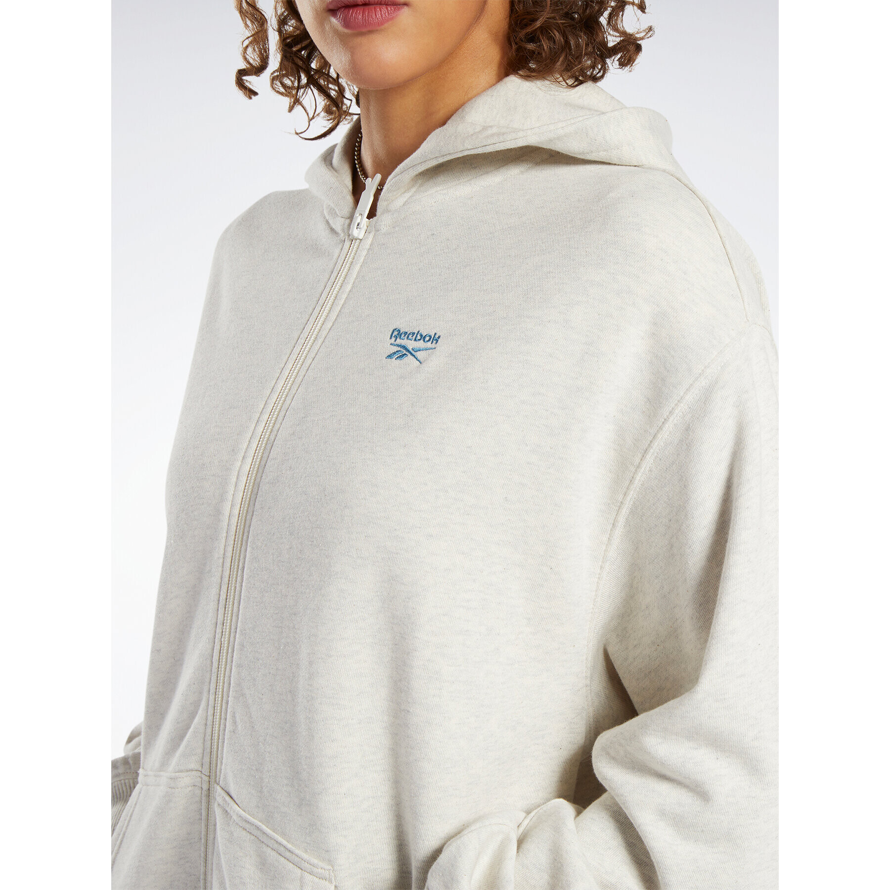 Reebok Jopa Classics Oversized Long Zip-Up Hoodie IC8093 Siva - Pepit.si