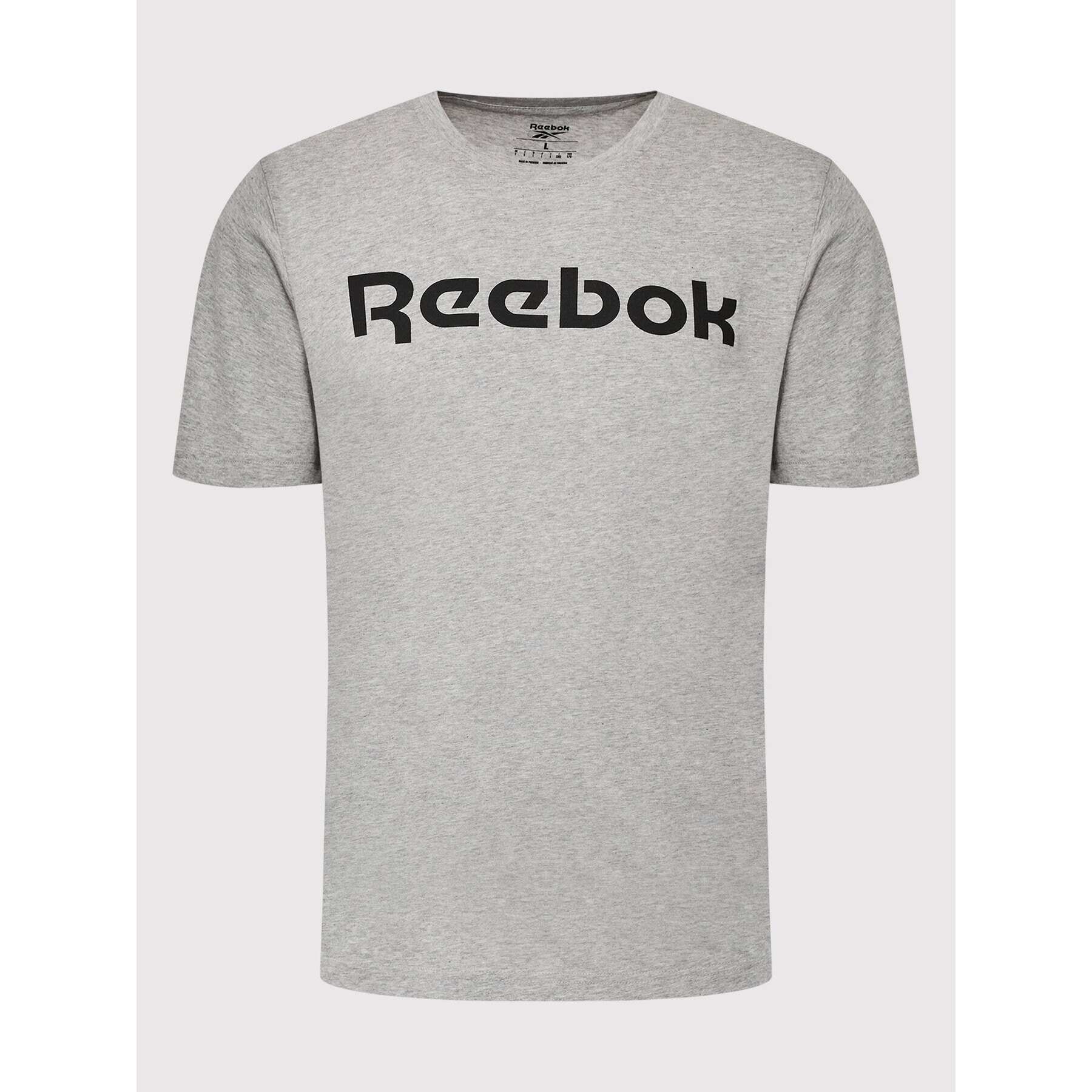 Reebok Majica Graphic Series Linear Logo FP9162 Siva Slim Fit - Pepit.si