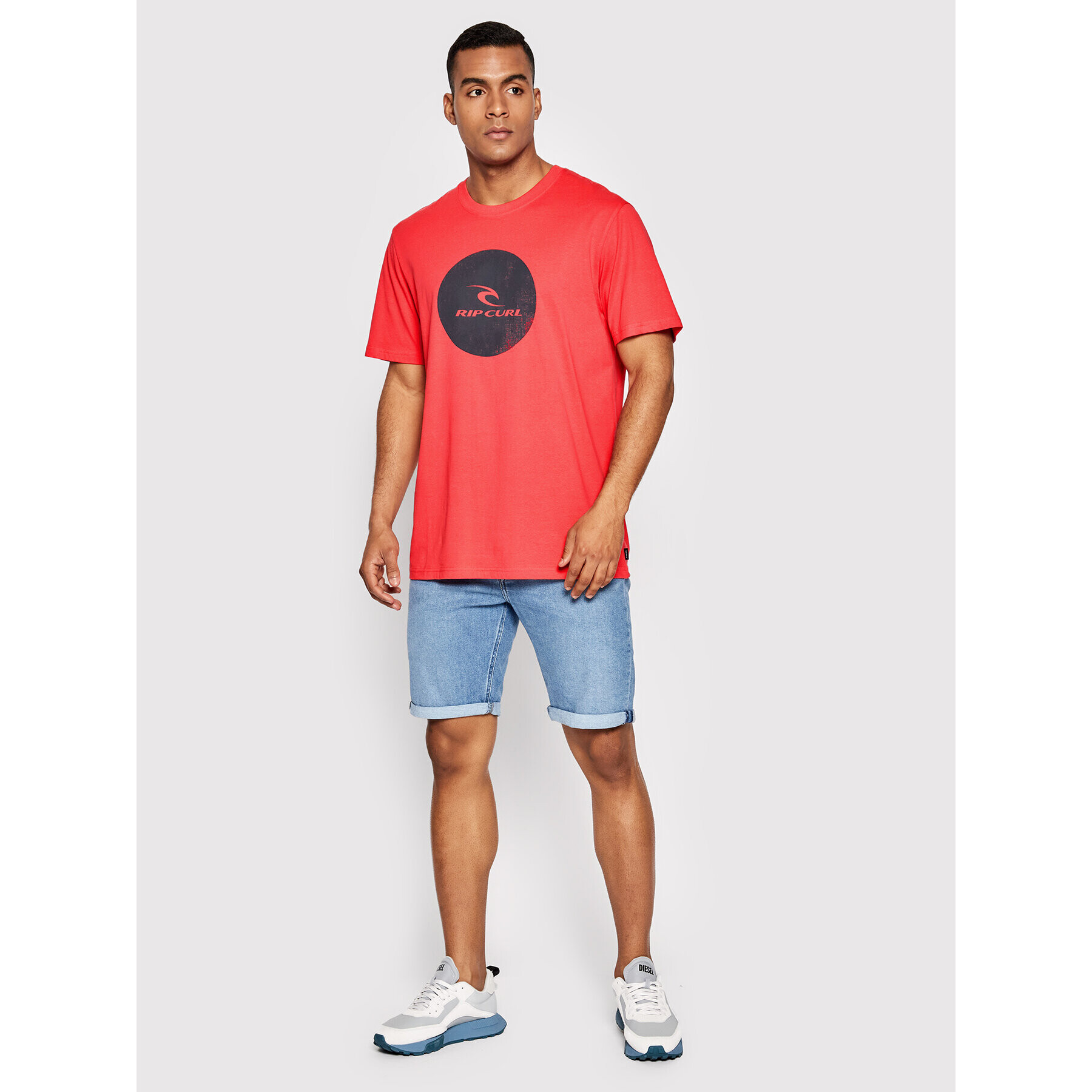 Rip Curl Majica Corp Icon CTEXB9 Roza Relaxed Fit - Pepit.si