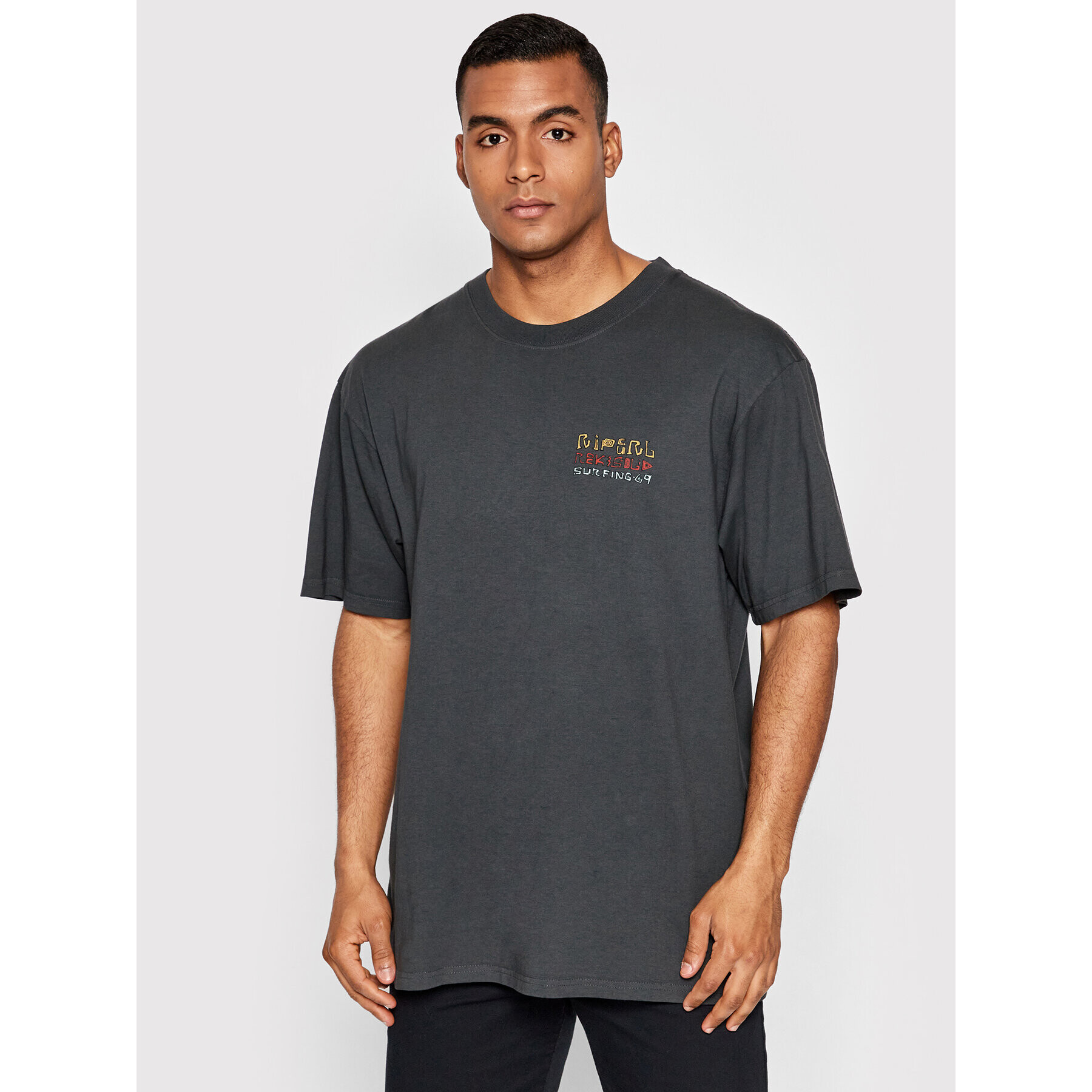 Rip Curl Majica Solid Rock Stacked CTEWC9 Črna Relaxed Fit - Pepit.si