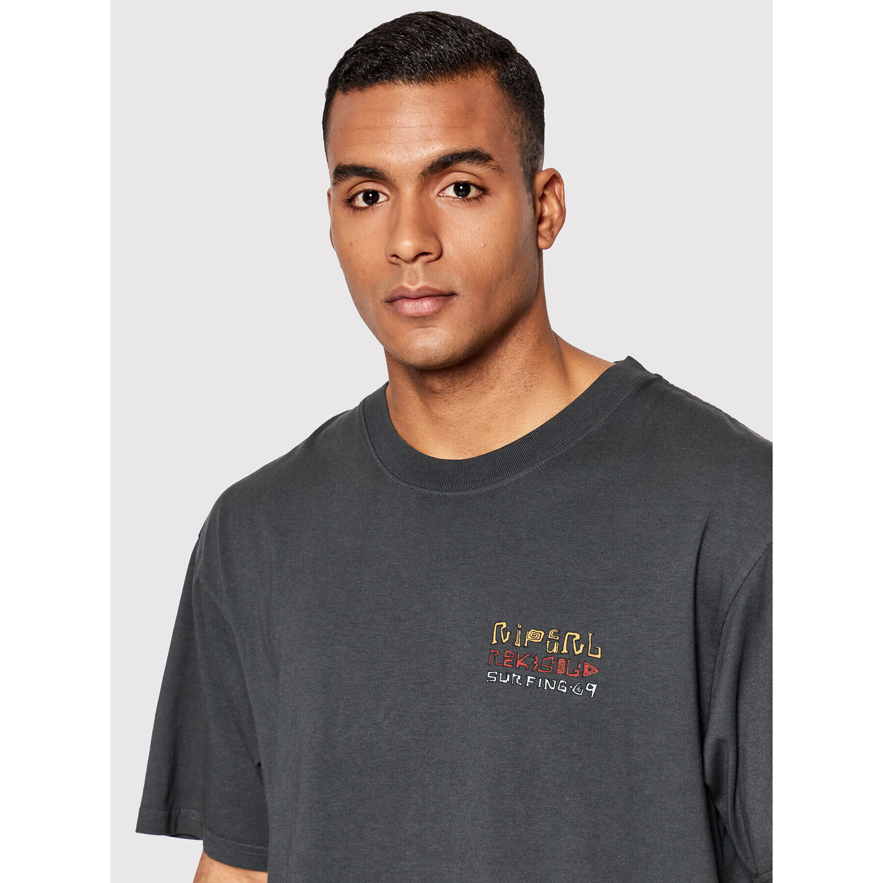 Rip Curl Majica Solid Rock Stacked CTEWC9 Črna Relaxed Fit - Pepit.si