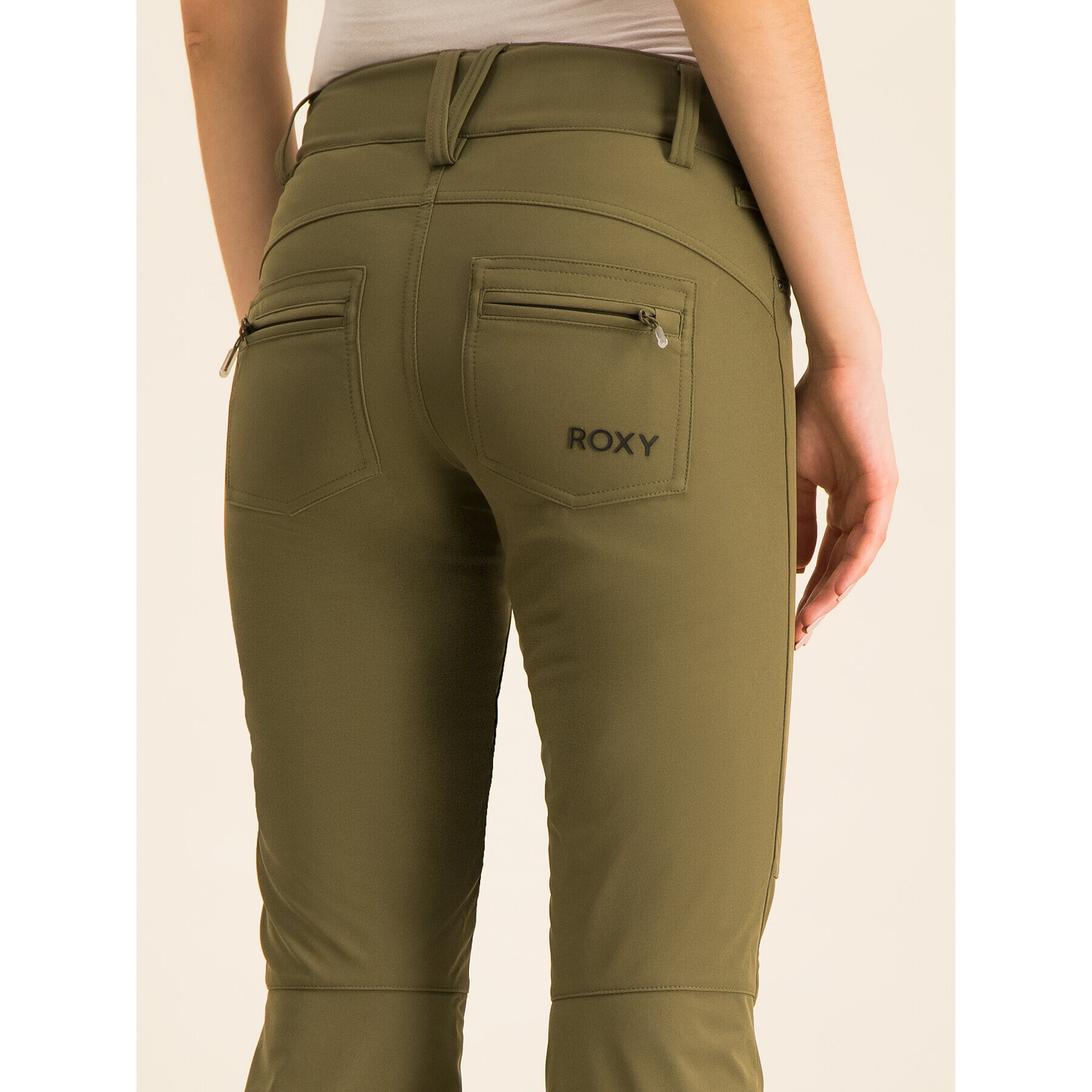 Roxy Hlače za snowborad Creek ERJTP03089 Zelena Skinny Fit - Pepit.si