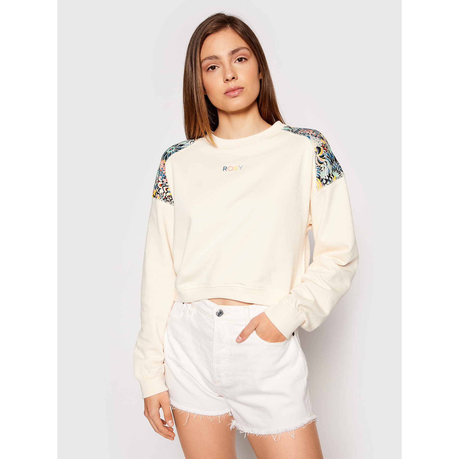 Roxy Jopa Marine Bloom ERJFT04411 Écru Relaxed Fit - Pepit.si