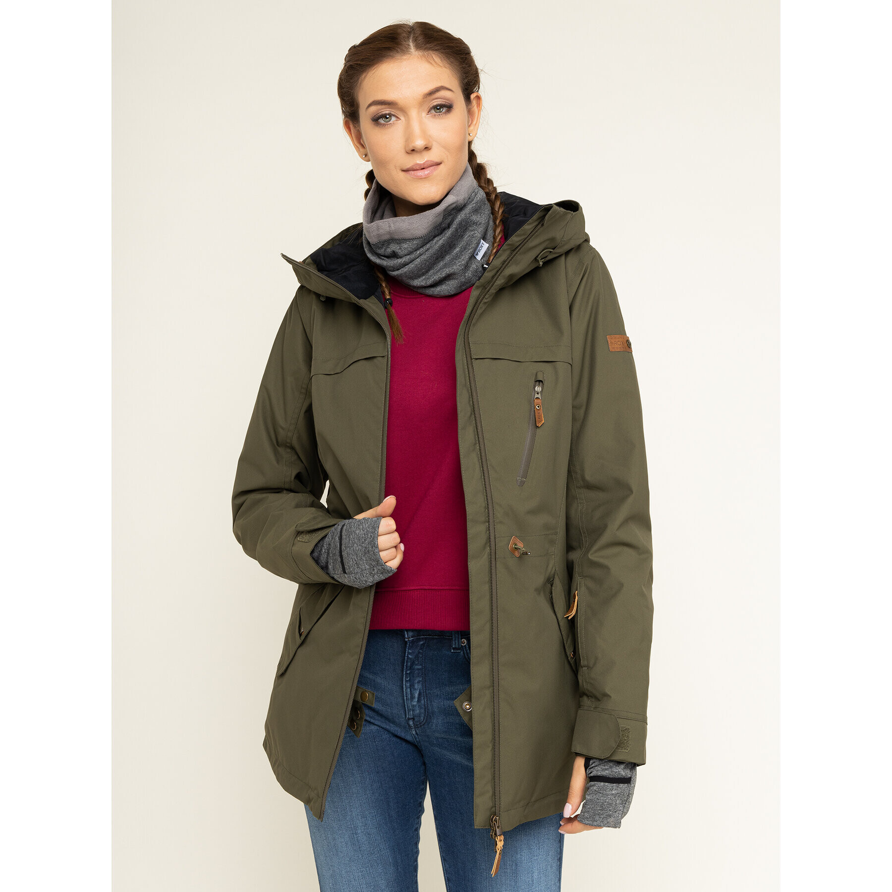 Roxy Parka Stated ERJTJ03225 Zelena Long Fit - Pepit.si