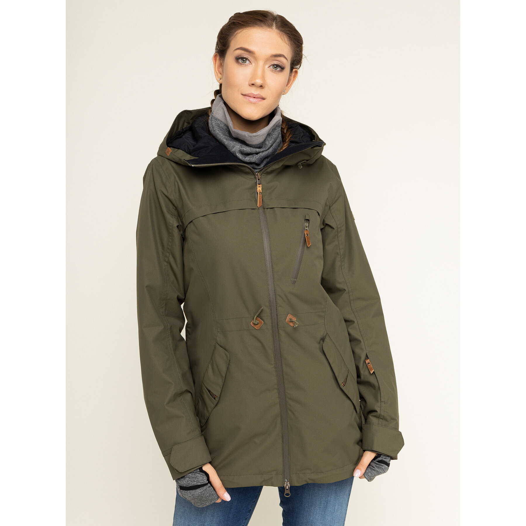 Roxy Parka Stated ERJTJ03225 Zelena Long Fit - Pepit.si