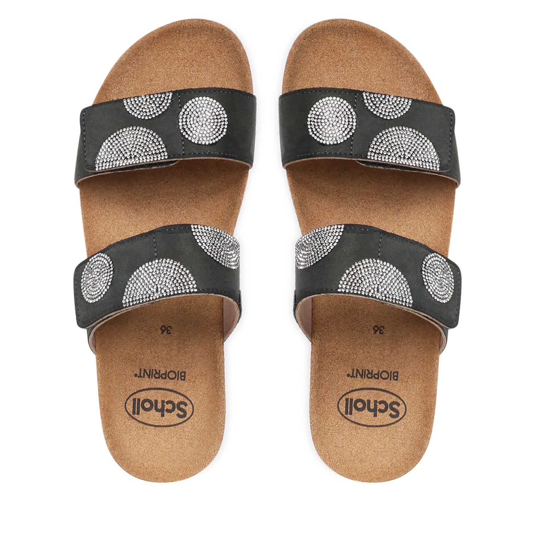 Scholl Natikači F29875 Dubai 2 Straps Med 1028 Zelena - Pepit.si