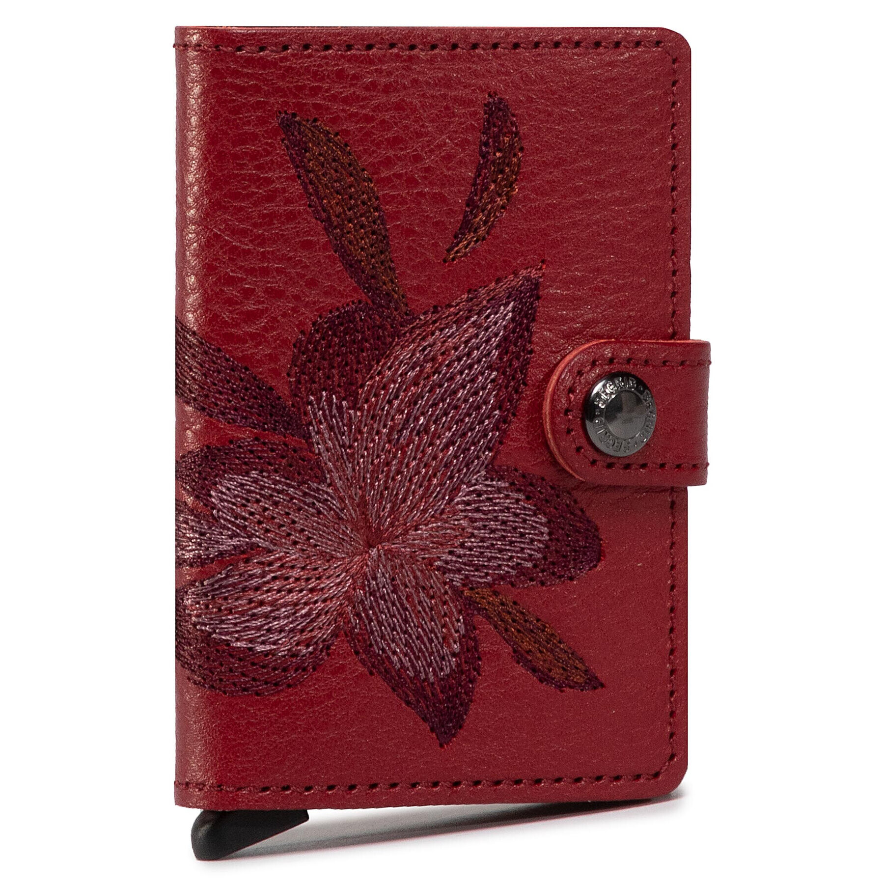 Secrid Majhna ženska denarnica Miniwallet MSt Stitch Magnolia Bordo rdeča - Pepit.si