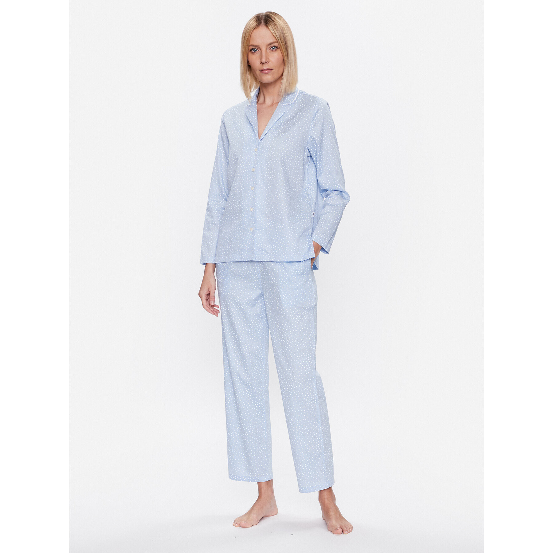 Seidensticker Spodnji del pižame Woven Satin Pajama Pant Modra Straight Fit - Pepit.si