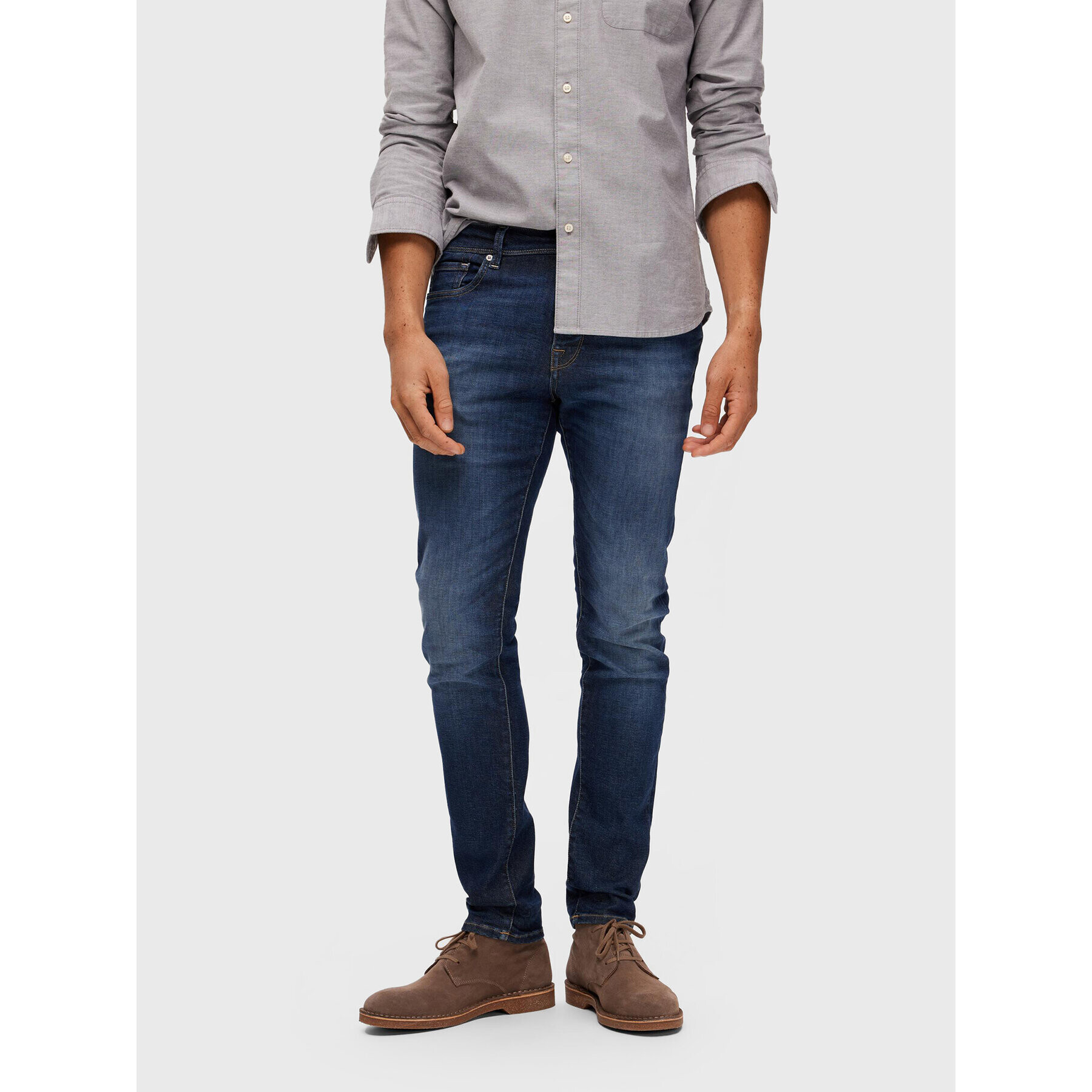 Selected Homme Jeans hlače Leon 16088264 Mornarsko modra Slim Fit - Pepit.si