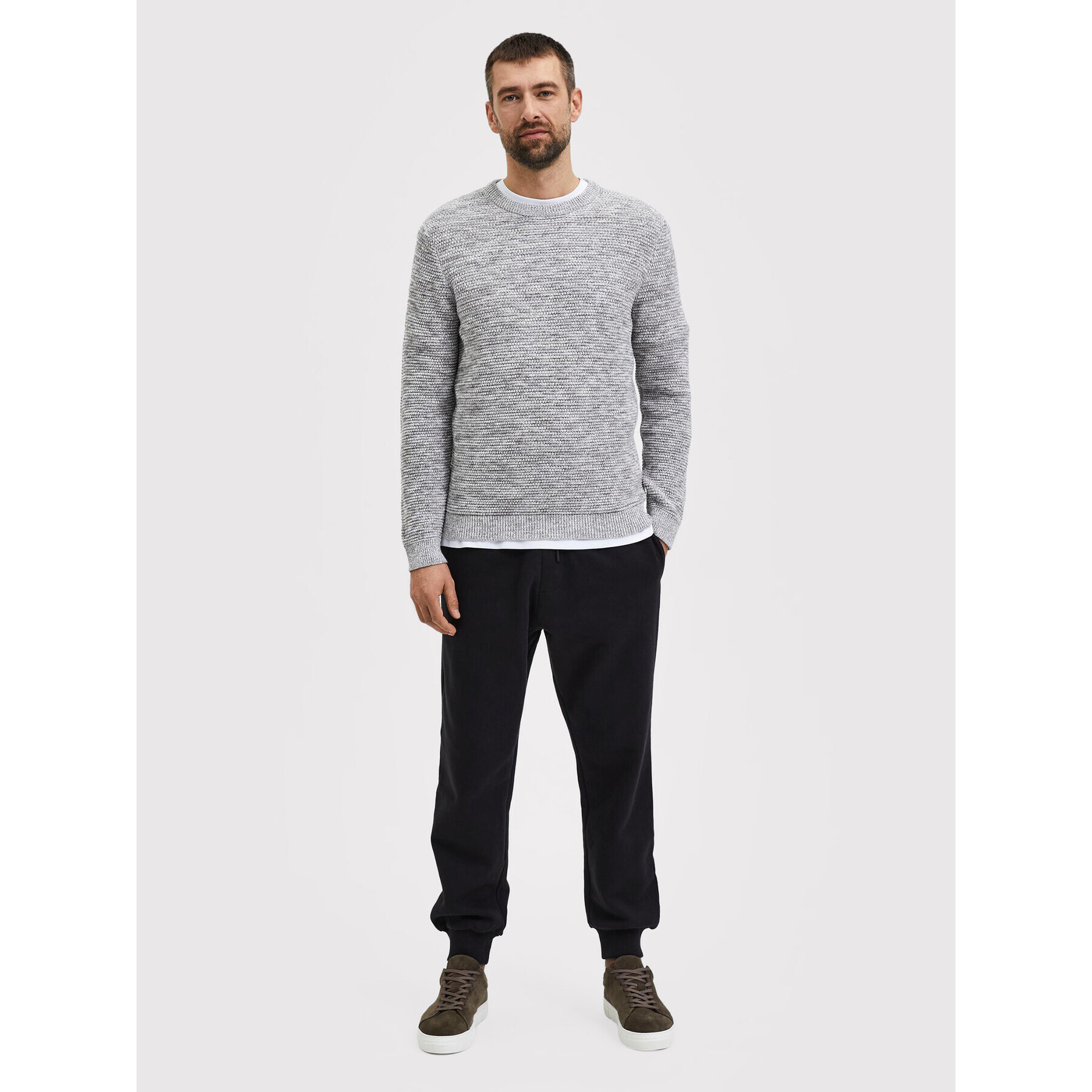 Selected Homme Pulover Vince 16059390 Siva Regular Fit - Pepit.si