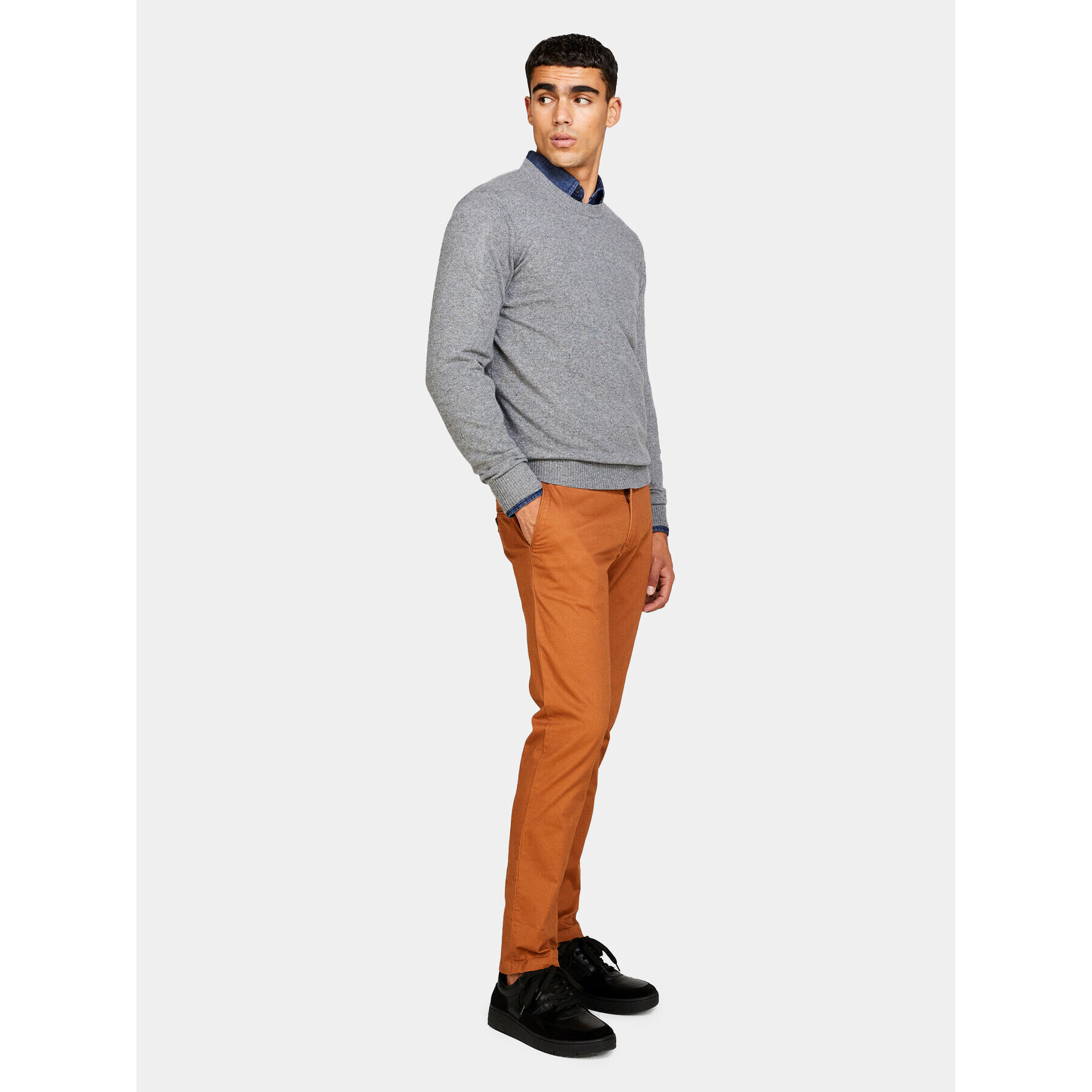 Sisley Pulover 102HS1B17 Siva Slim Fit - Pepit.si