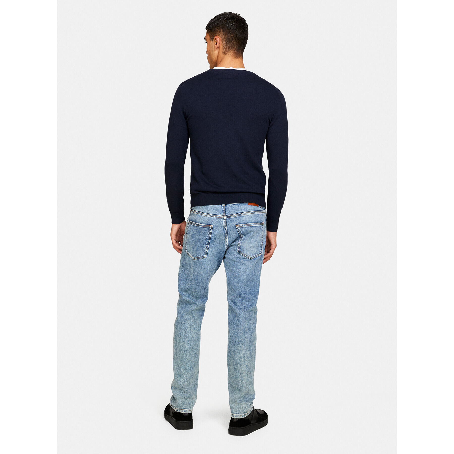 Sisley Pulover 10F2S1C78 Mornarsko modra Slim Fit - Pepit.si