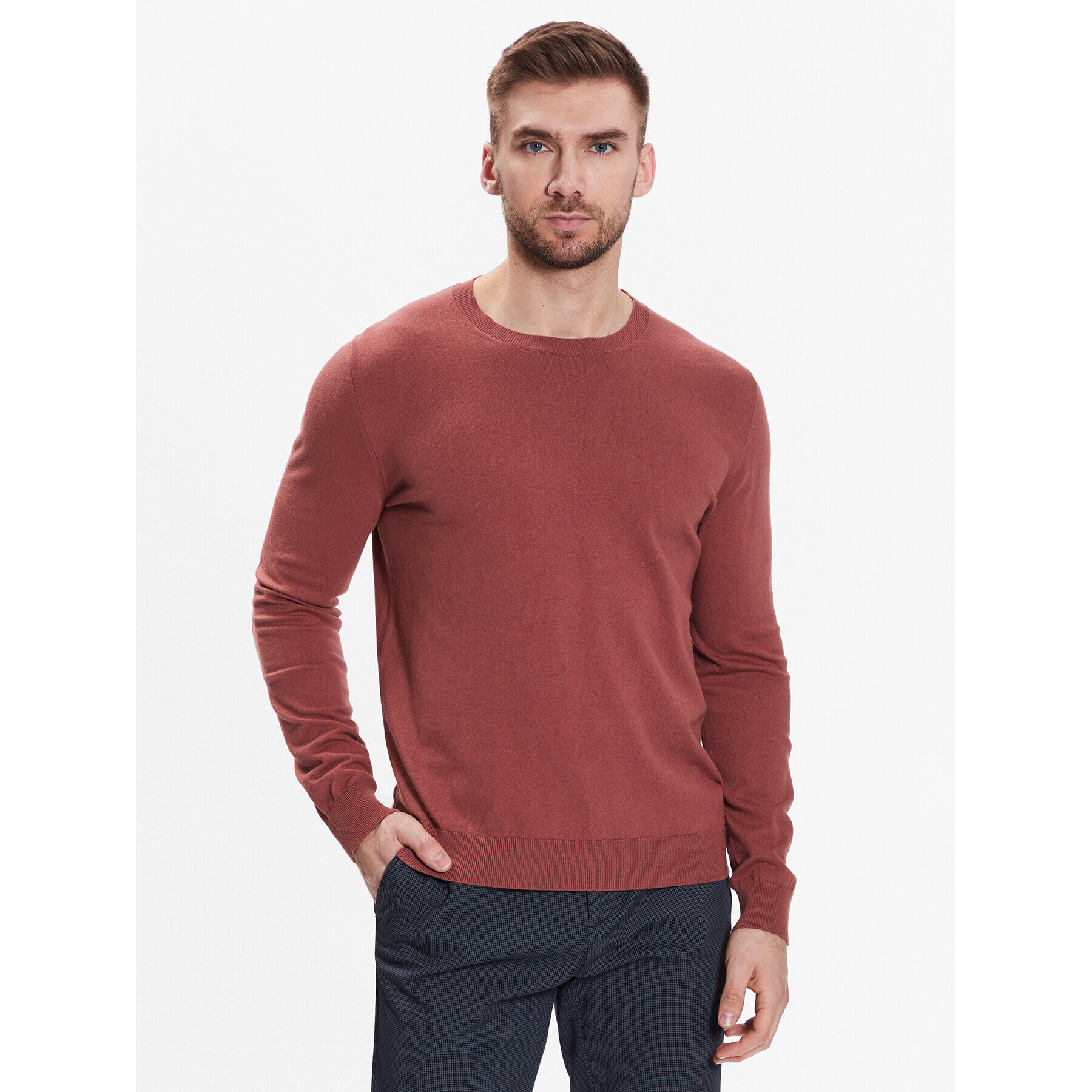 Sisley Pulover 10F2S1C78 Oranžna Slim Fit - Pepit.si